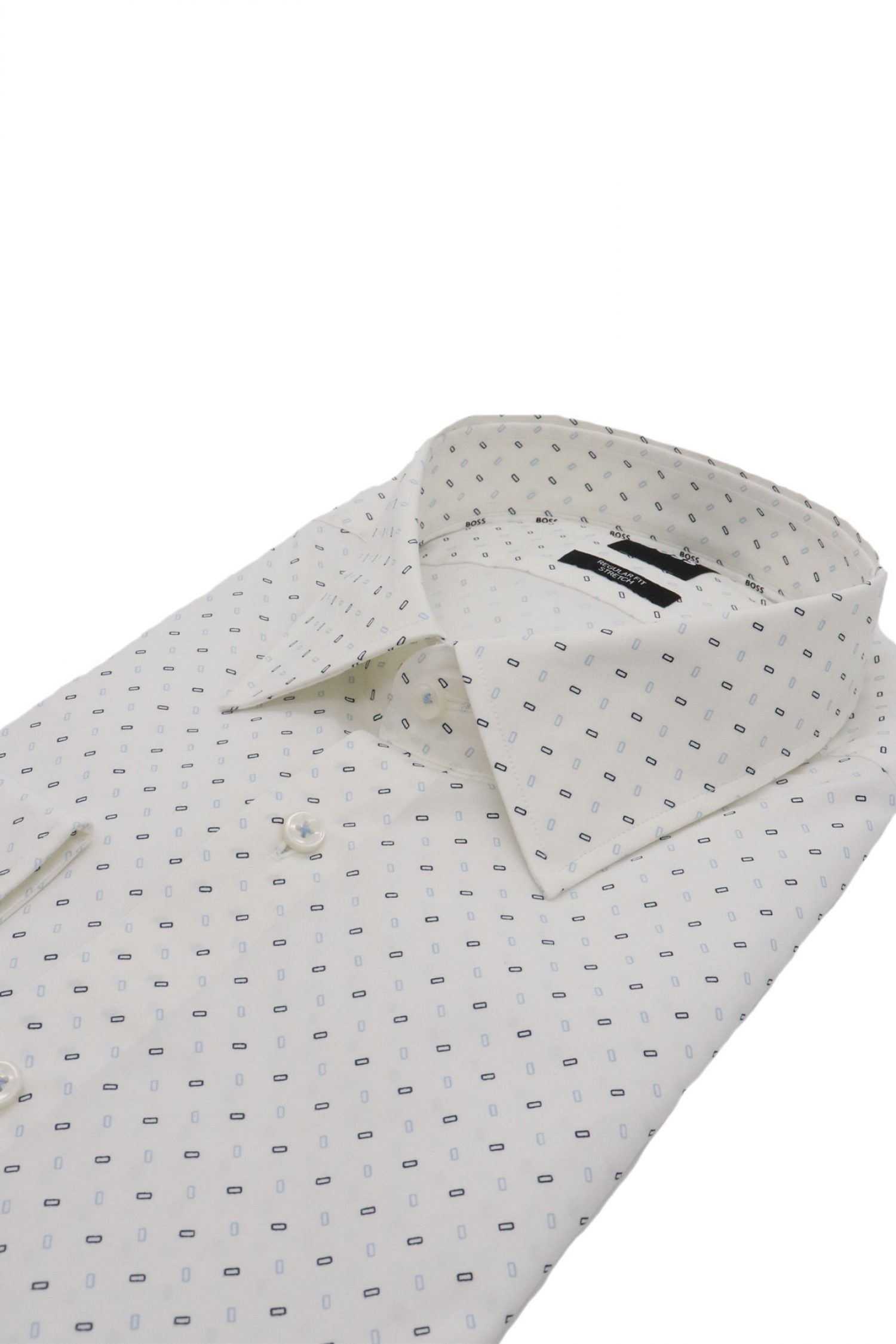 BOSS ΠΟΥΚΑΜΙΣΟ ΜΙΚΡΟΣΧΕΔΙΟ REGULAR FIT STRETCH H-JOE-KENT-C1-214 ΛΕΥΚΟ-ΜΠΛΕ