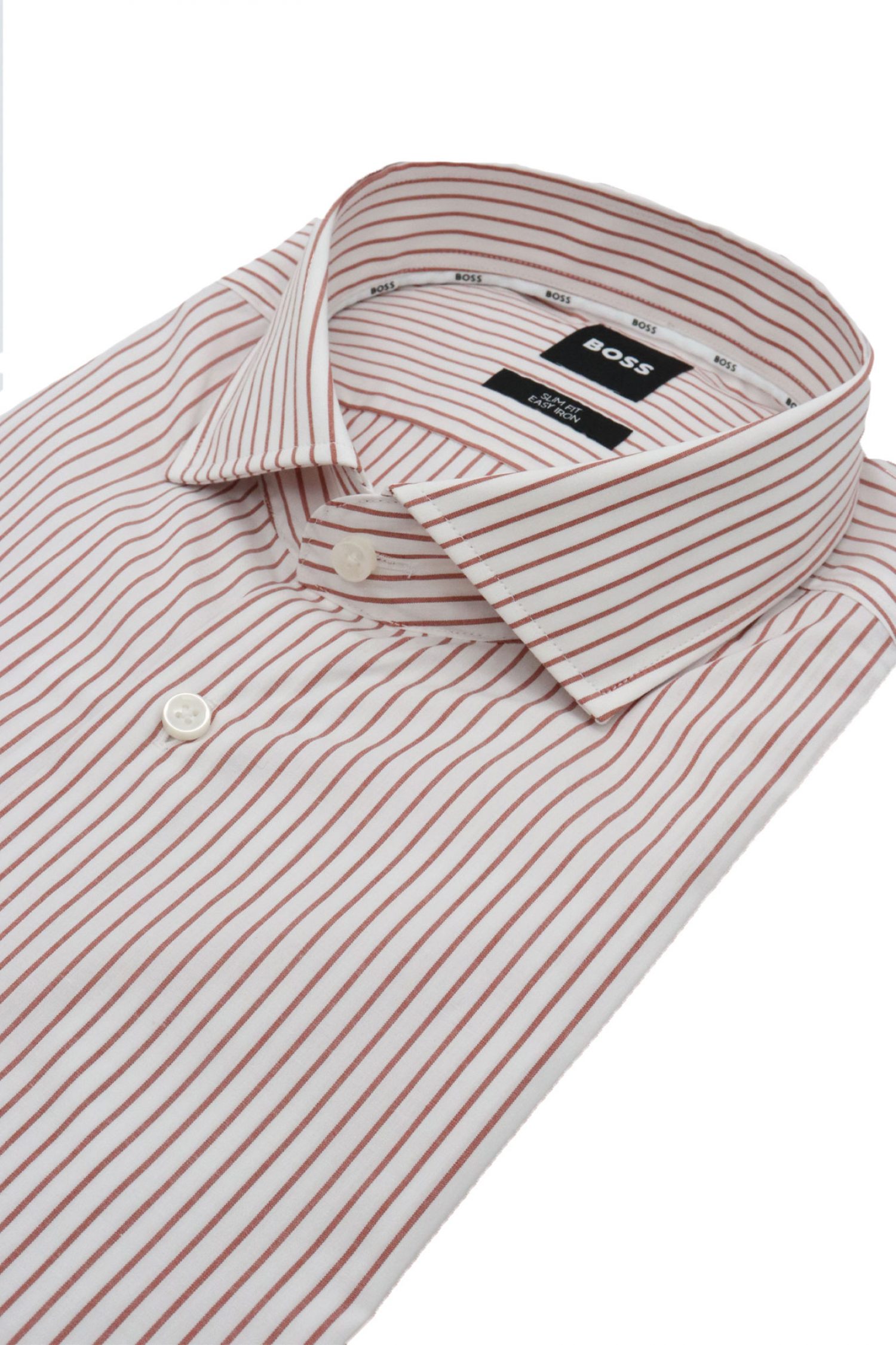 BOSS ΠΟΥΚΑΜΙΣΟ ΡΙΓΕ SLIM FIT EASY IRON H-HANK-SPREAD-C1-222 ΛΕΥΚΟ-ΚΟΚΚΙΝΟ