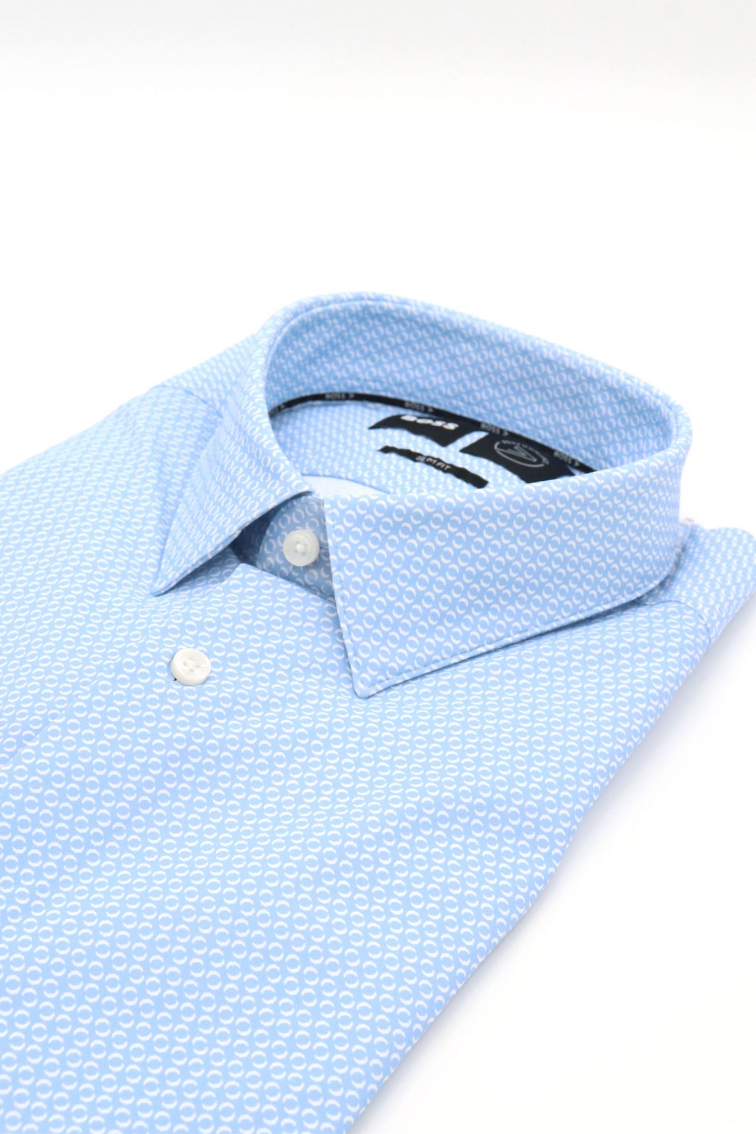 BOSS PERFORMANCE ΠΟΥΚΑΜΙΣΟ ΜΙΚΡΟΣΧΕΔΙΟ SLIM FIT P-HANK-S-KENT-C1-222 ΣΙΕΛ-ΛΕΥΚΟ