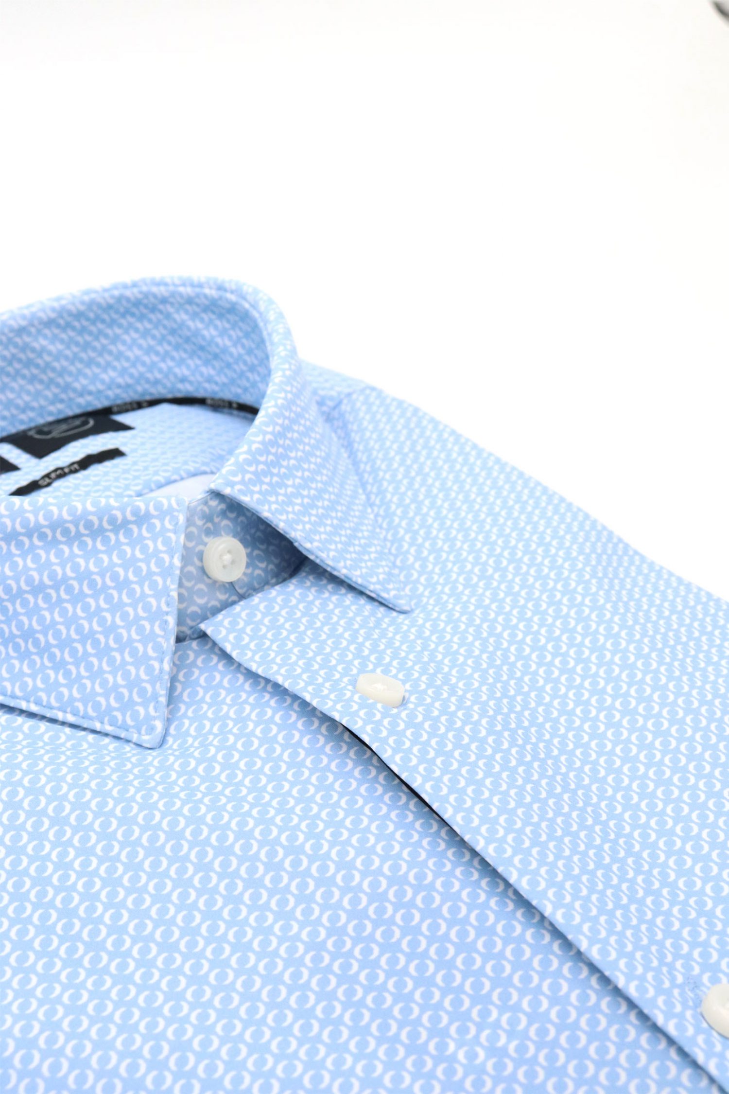 BOSS PERFORMANCE ΠΟΥΚΑΜΙΣΟ ΜΙΚΡΟΣΧΕΔΙΟ SLIM FIT P-HANK-S-KENT-C1-222 ΣΙΕΛ-ΛΕΥΚΟ