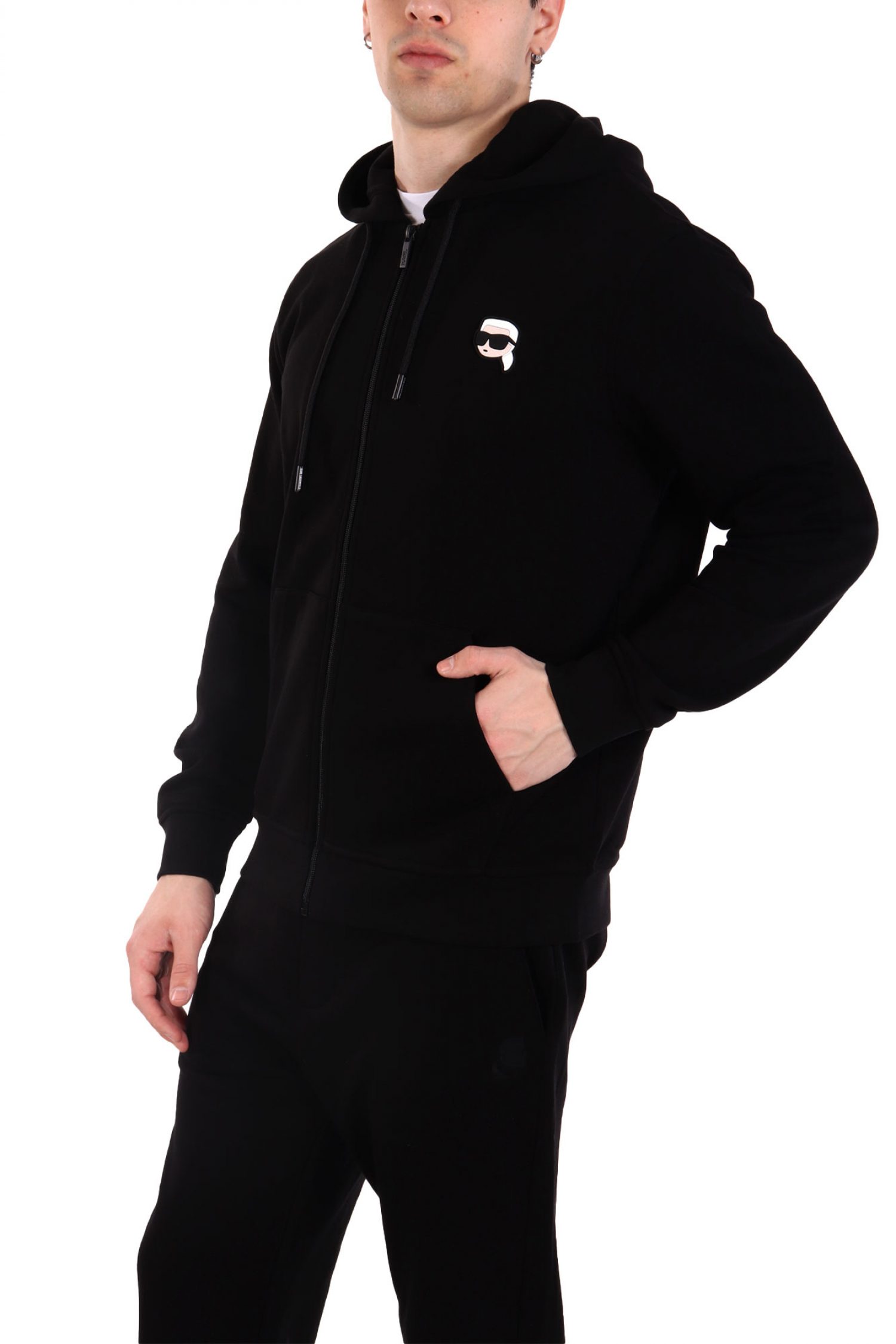 KARL LAGERFELD ΦΟΥΤΕΡ ZIPHOODIE LOGO ΜΑΥΡΟ φωτογραφία