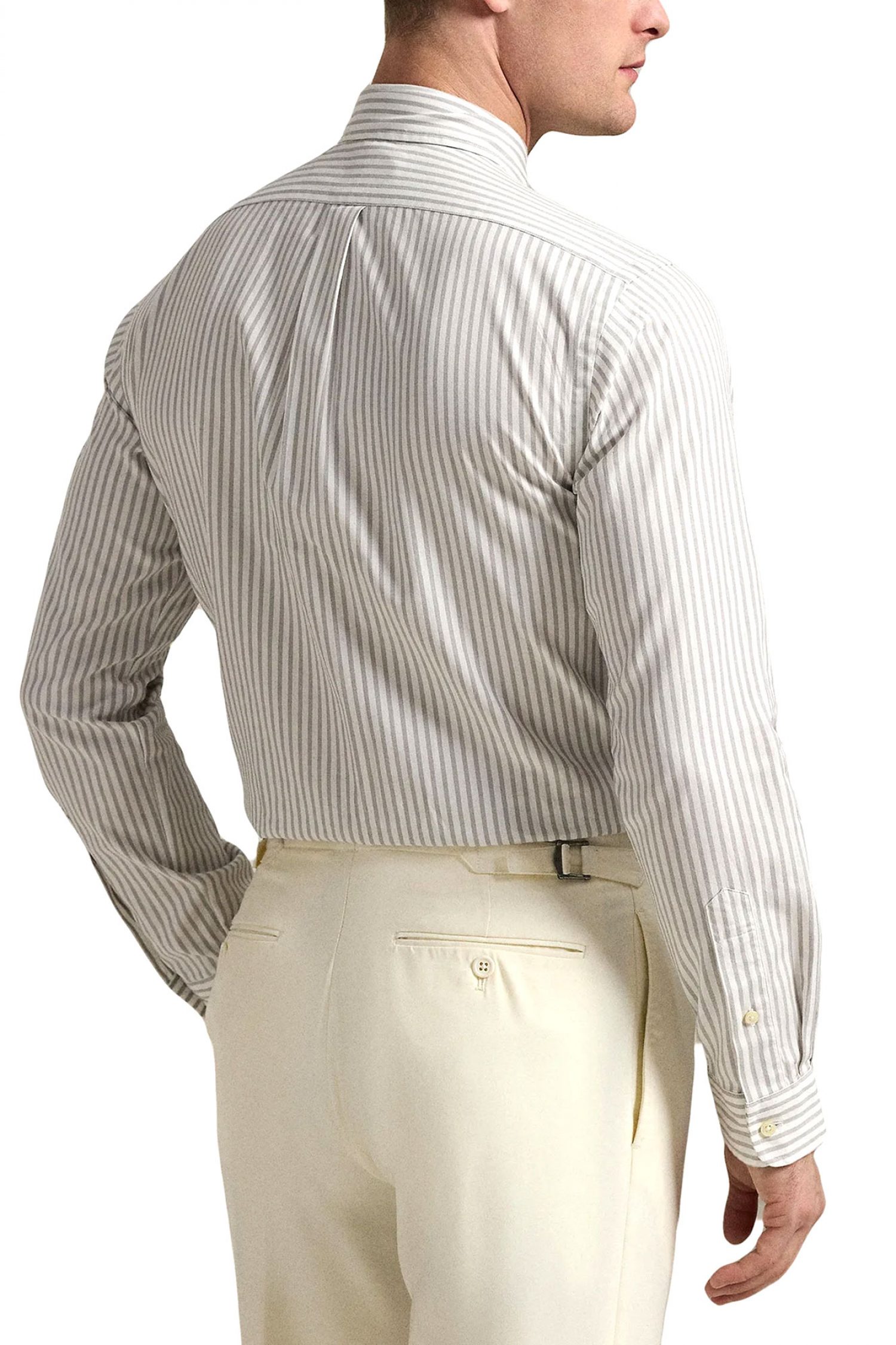 RALPH LAUREN ΠΟΥΚΑΜΙΣΟ ΡΙΓΕ BUTTON DOWN OXFORD CUSTOM FIT ΛΕΥΚΟ-ΓΚΡΙ φωτογραφία