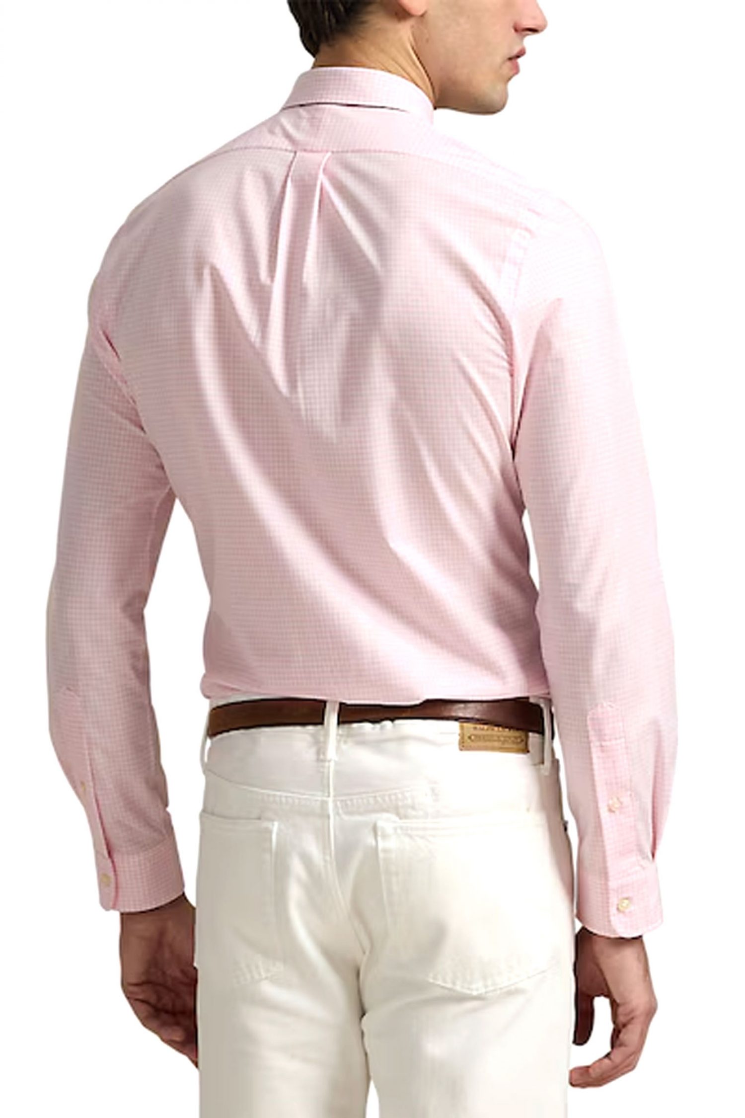 RALPH LAUREN ΠΟΥΚΑΜΙΣΟ ΚΑΡΩ BUTTON DOWN CUSTOM FIT ΡΟΖ-ΛΕΥΚΟ φωτογραφία