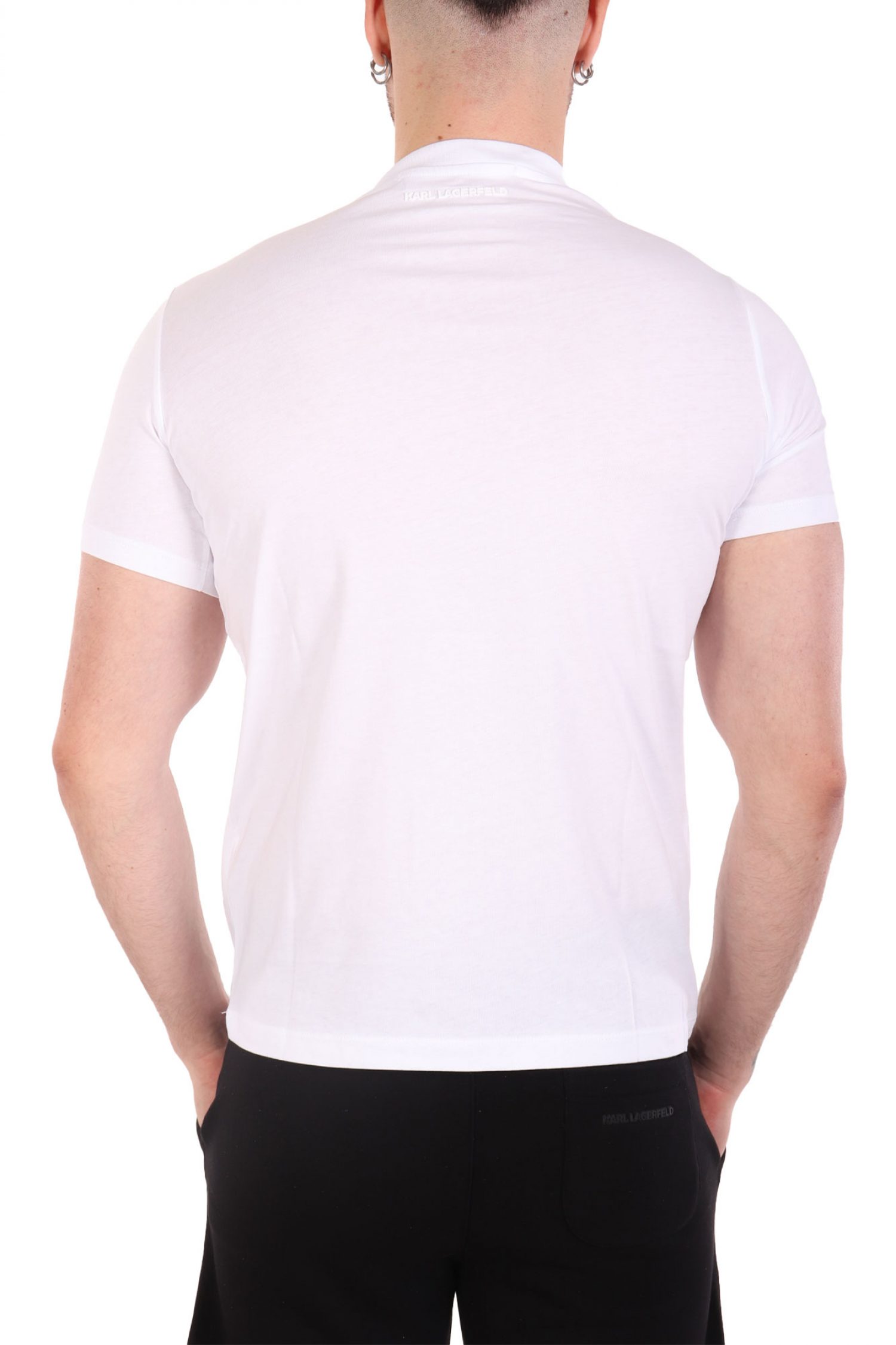 KARL LAGERFELD T-SHIRT VNECK LOGO ΛΕΥΚΟ