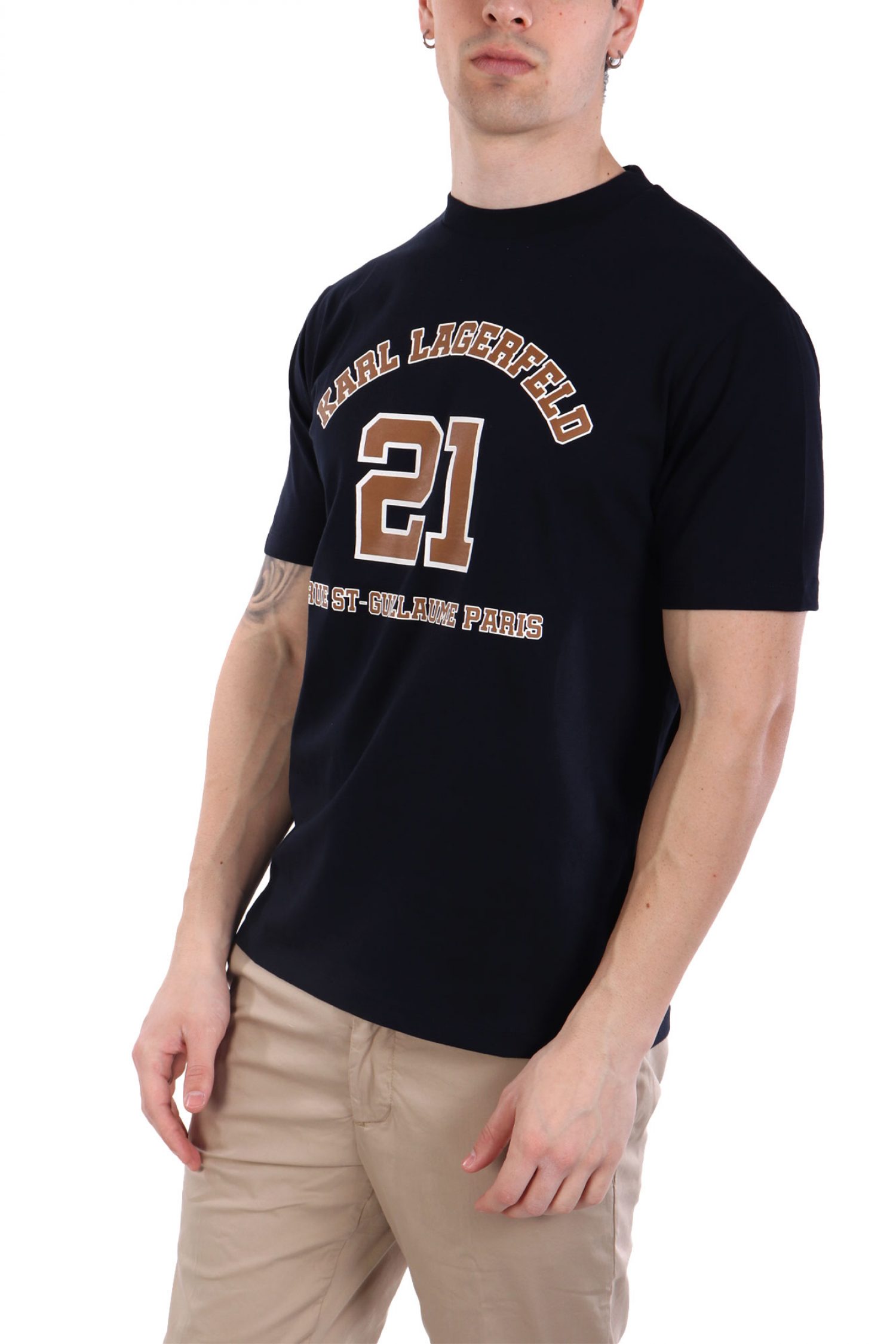 KARL LAGERFELD T-SHIRT CREW NECK LOGO ΜΠΛΕ φωτογραφία
