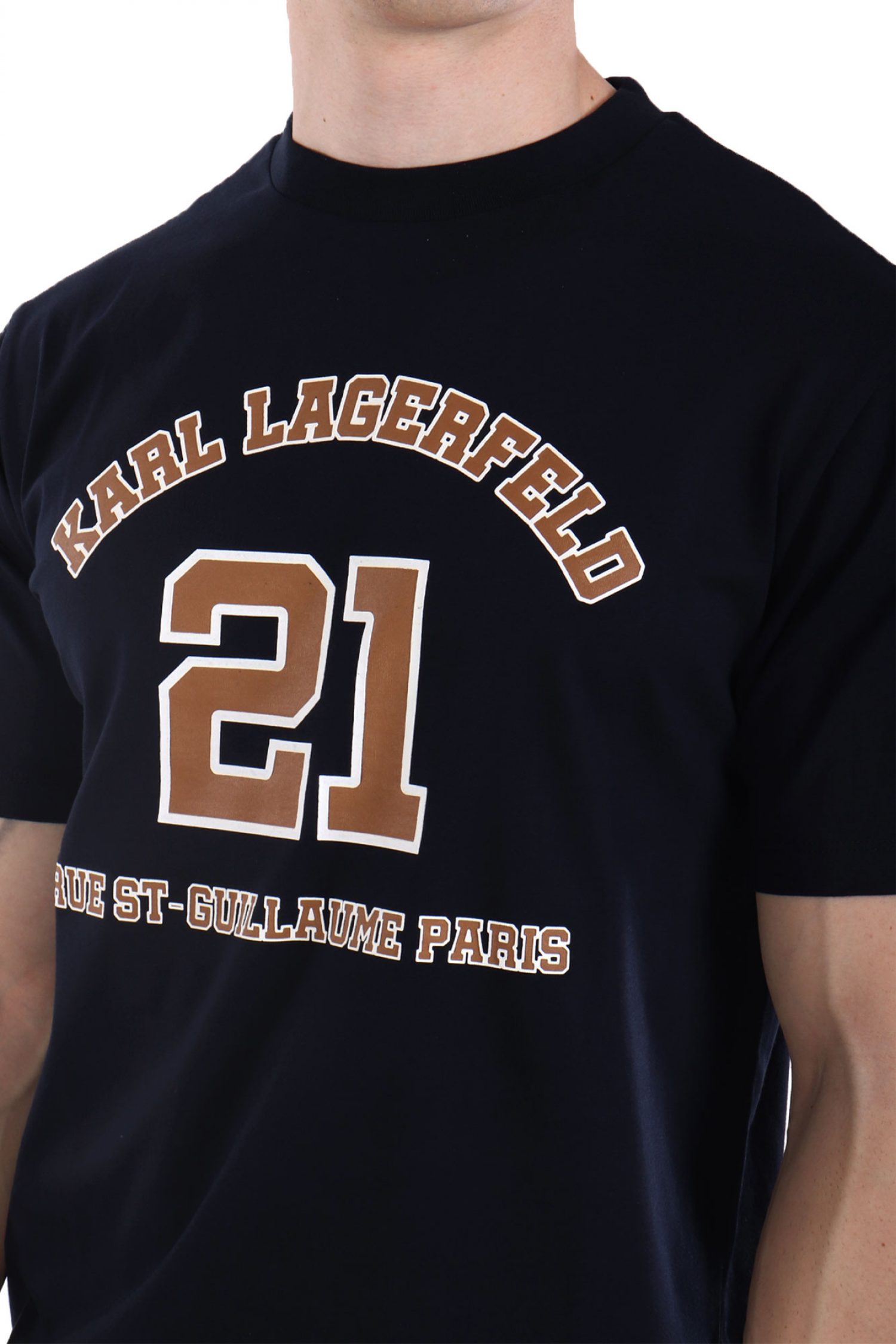 KARL LAGERFELD T-SHIRT CREW NECK LOGO ΜΠΛΕ φωτογραφία