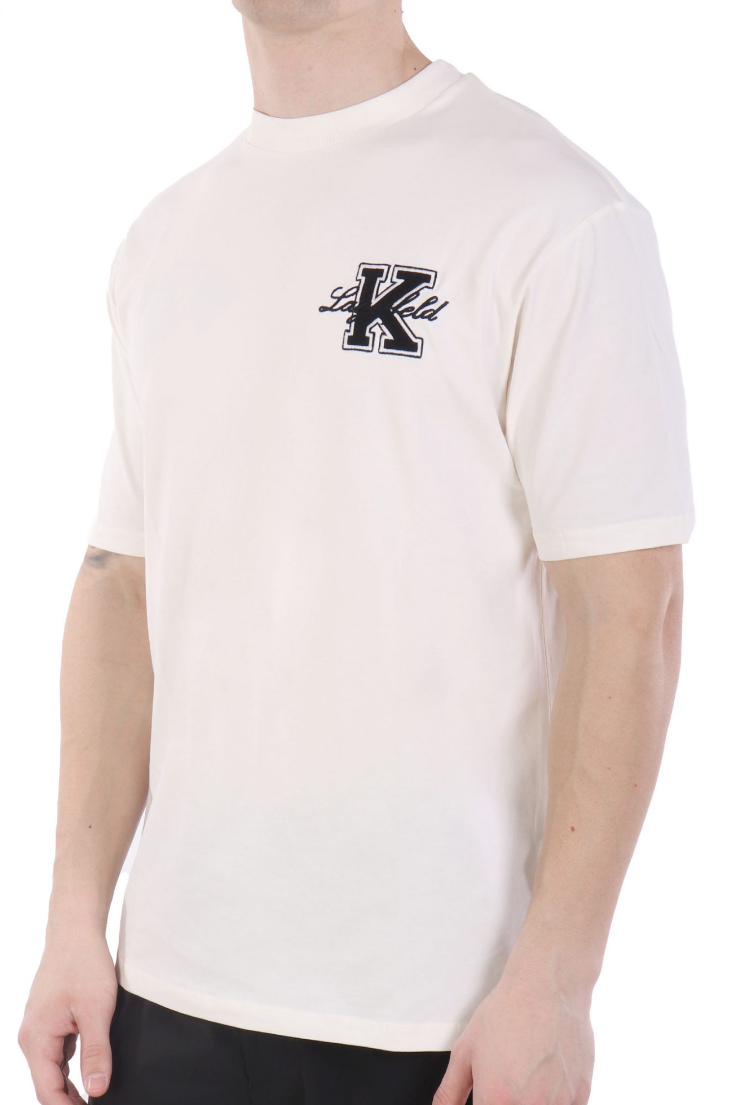 KARL LAGERFELD T-SHIRT CREW NECK LOGO ΕΚΡΟΥ φωτογραφία