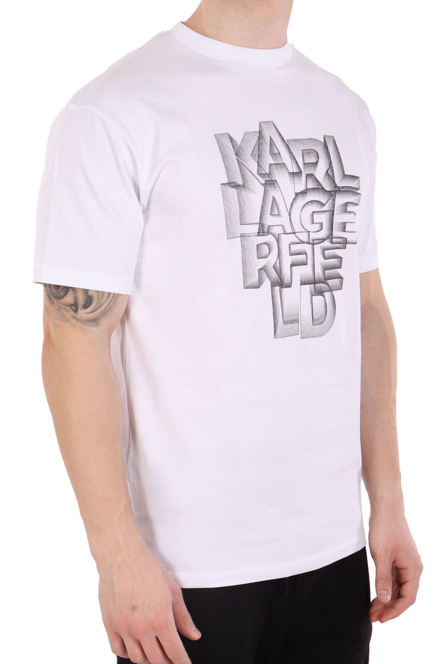 KARL LAGERFELD T-SHIRT CREW NECK BIG LOGO ΛΕΥΚΟ φωτογραφία