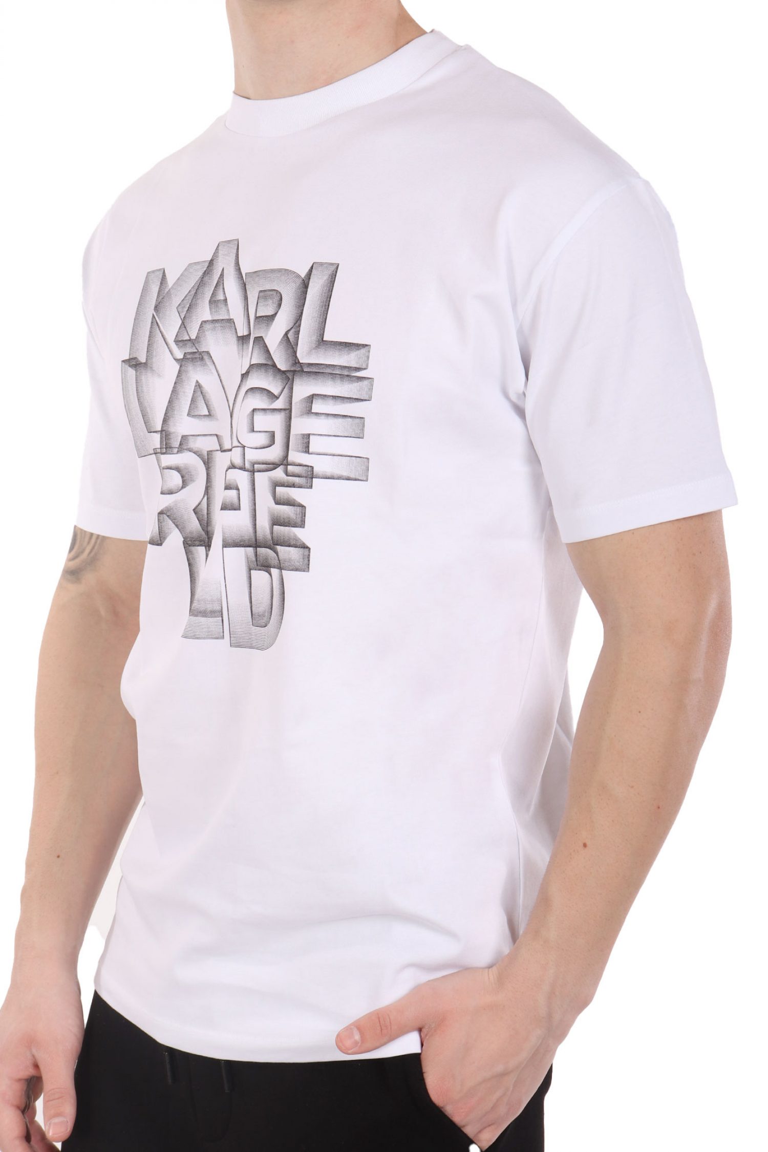KARL LAGERFELD T-SHIRT CREW NECK BIG LOGO ΛΕΥΚΟ φωτογραφία