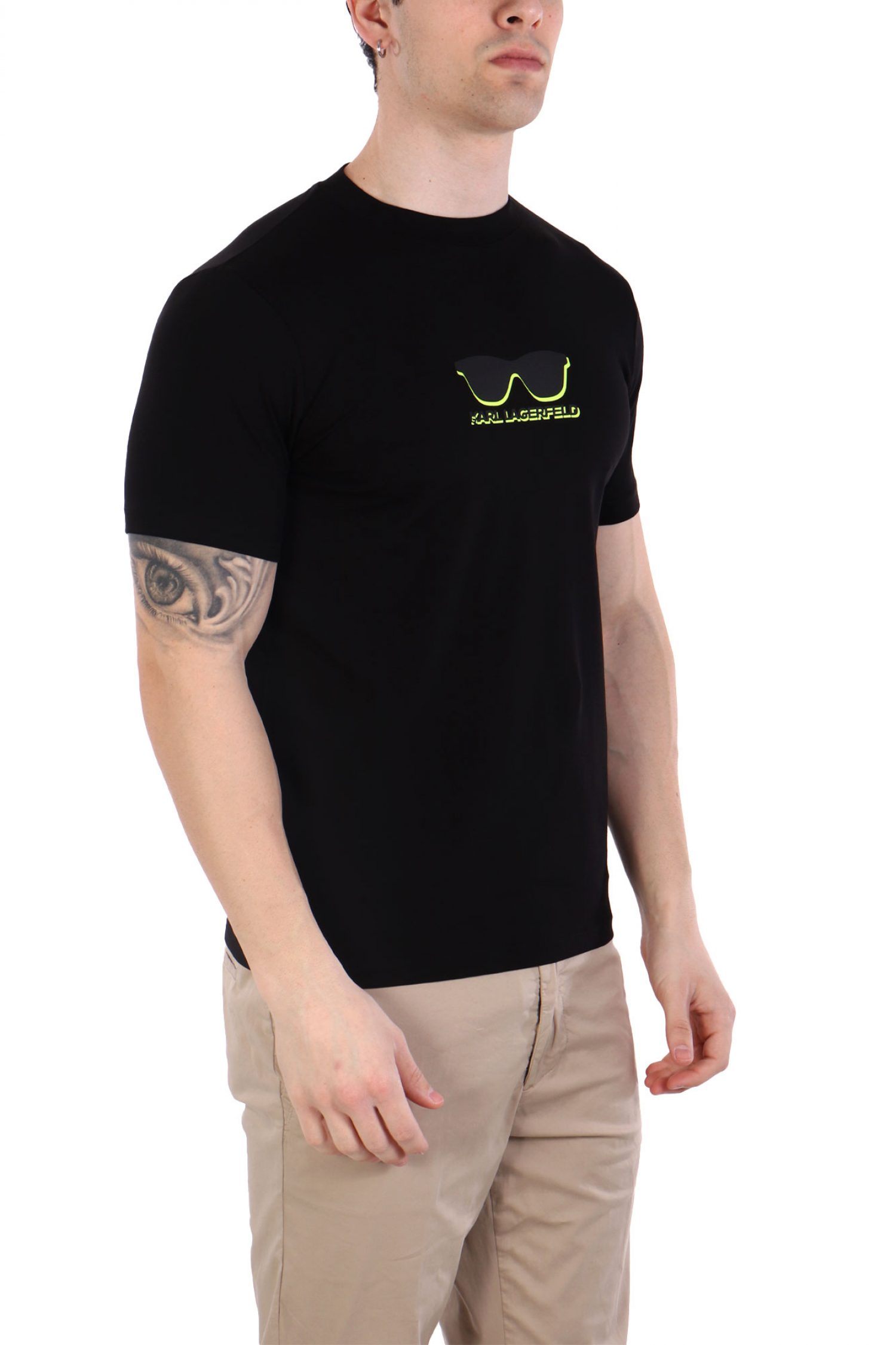 KARL LAGERFELD T-SHIRT CREW NECK FLUO LOGO ΜΑΥΡΟ φωτογραφία