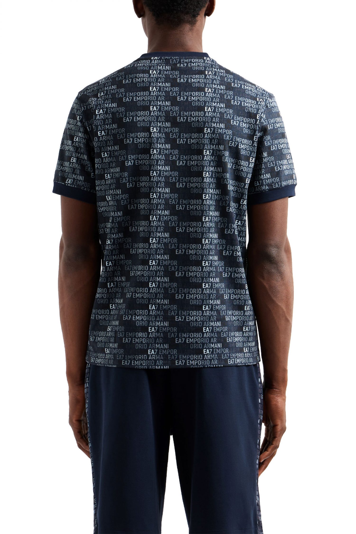 ARMANI 7 T-SHIRT ALL OVER LOGO ΜΠΛΕ