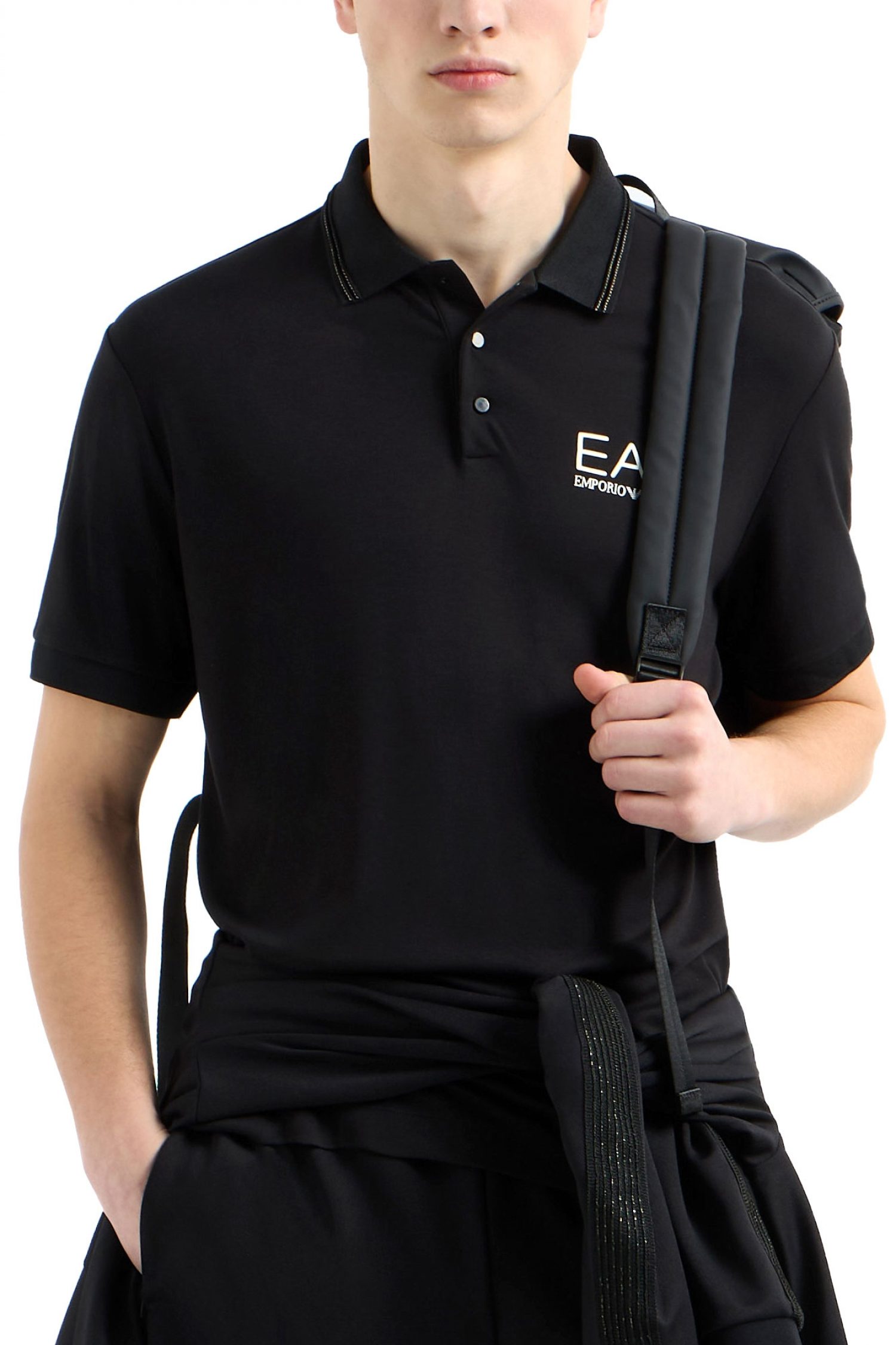 ARMANI 7 POLO METALLIC BUTTONS LOGO ΜΑΥΡΟ