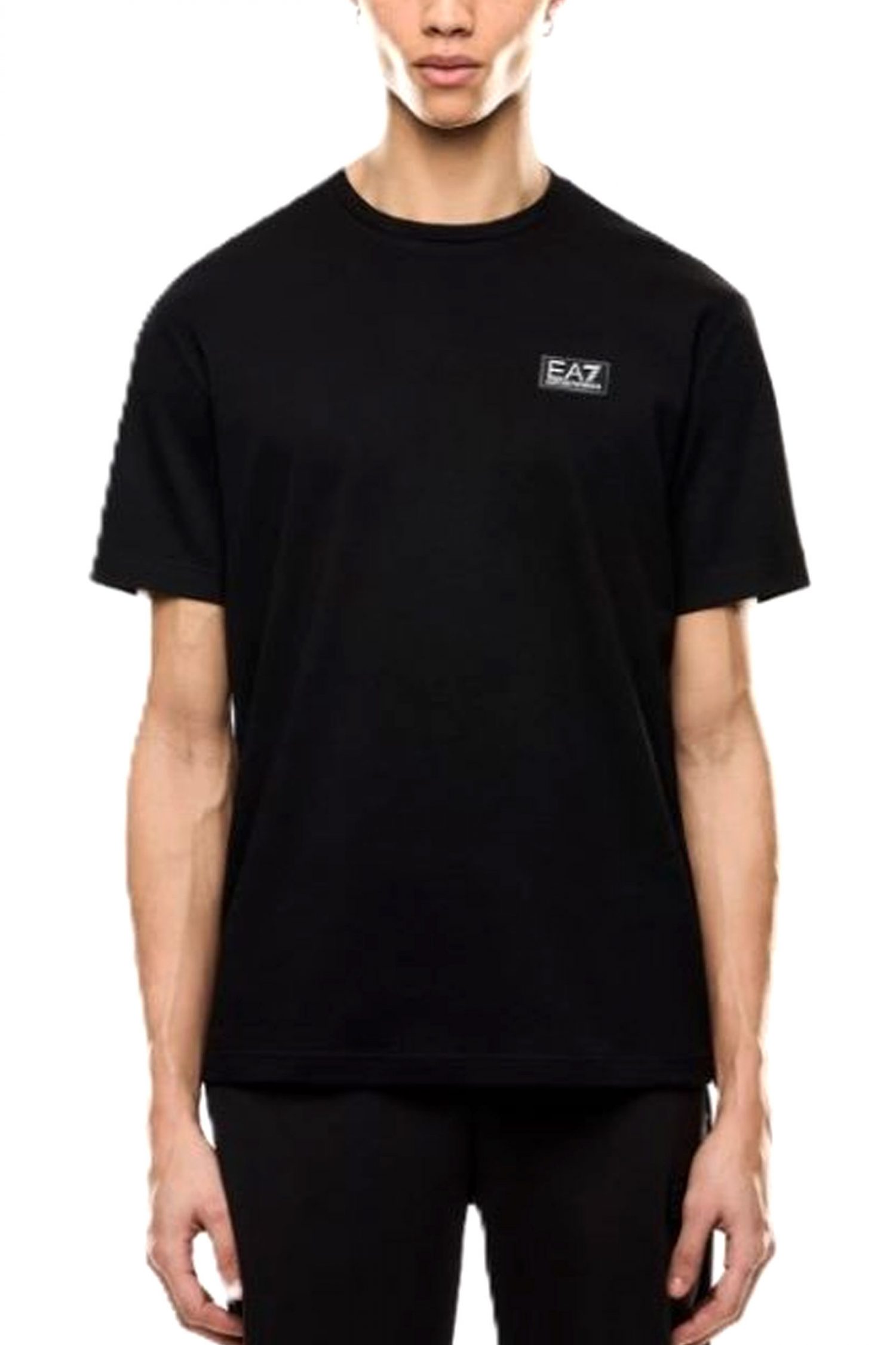 ARMANI 7 T-SHIRT LOGO SIDE ZIP ΜΑΥΡΟ