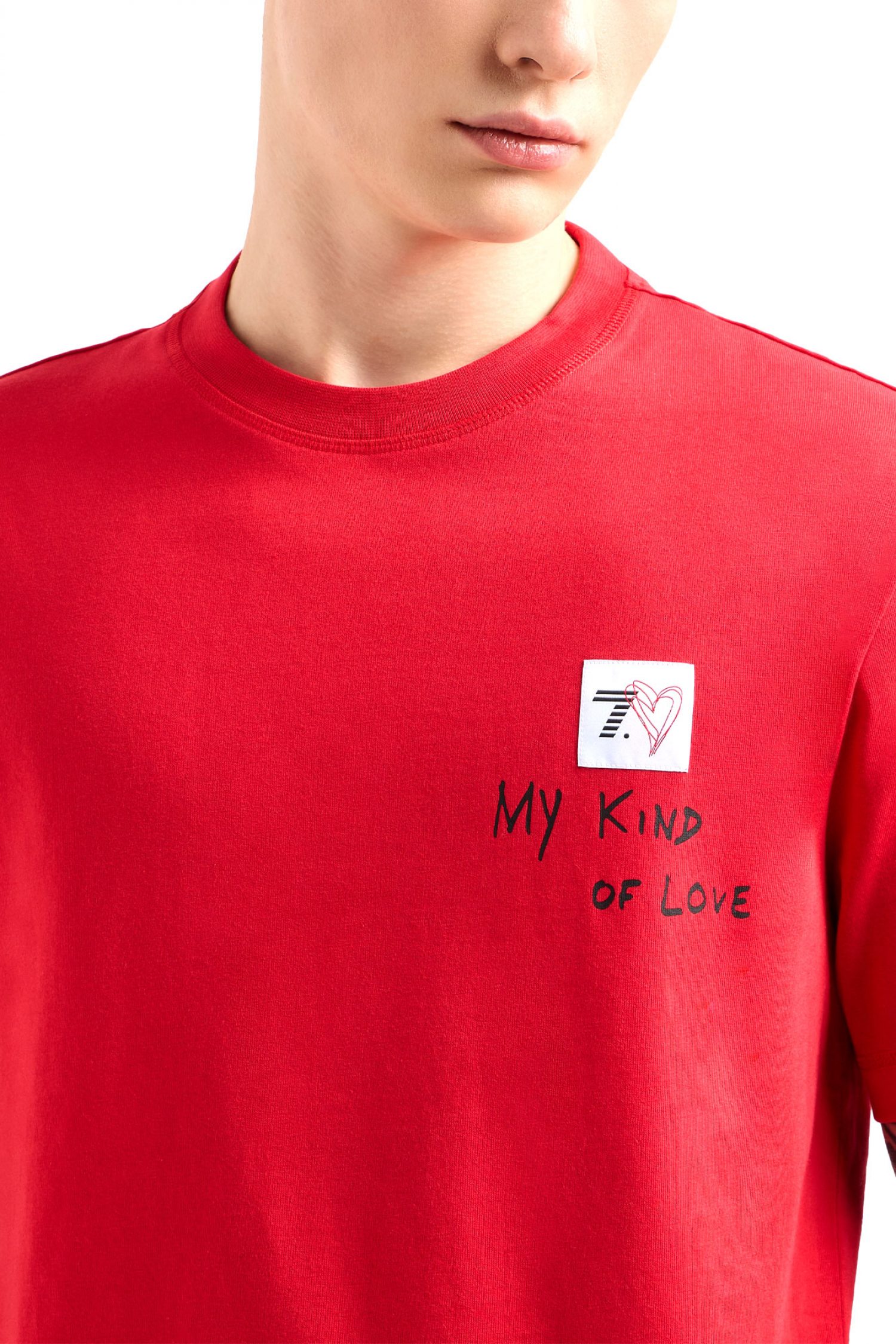 ARMANI 7 T-SHIRT LOGO HEART ΚΟΚΚΙΝΟ φωτογραφία
