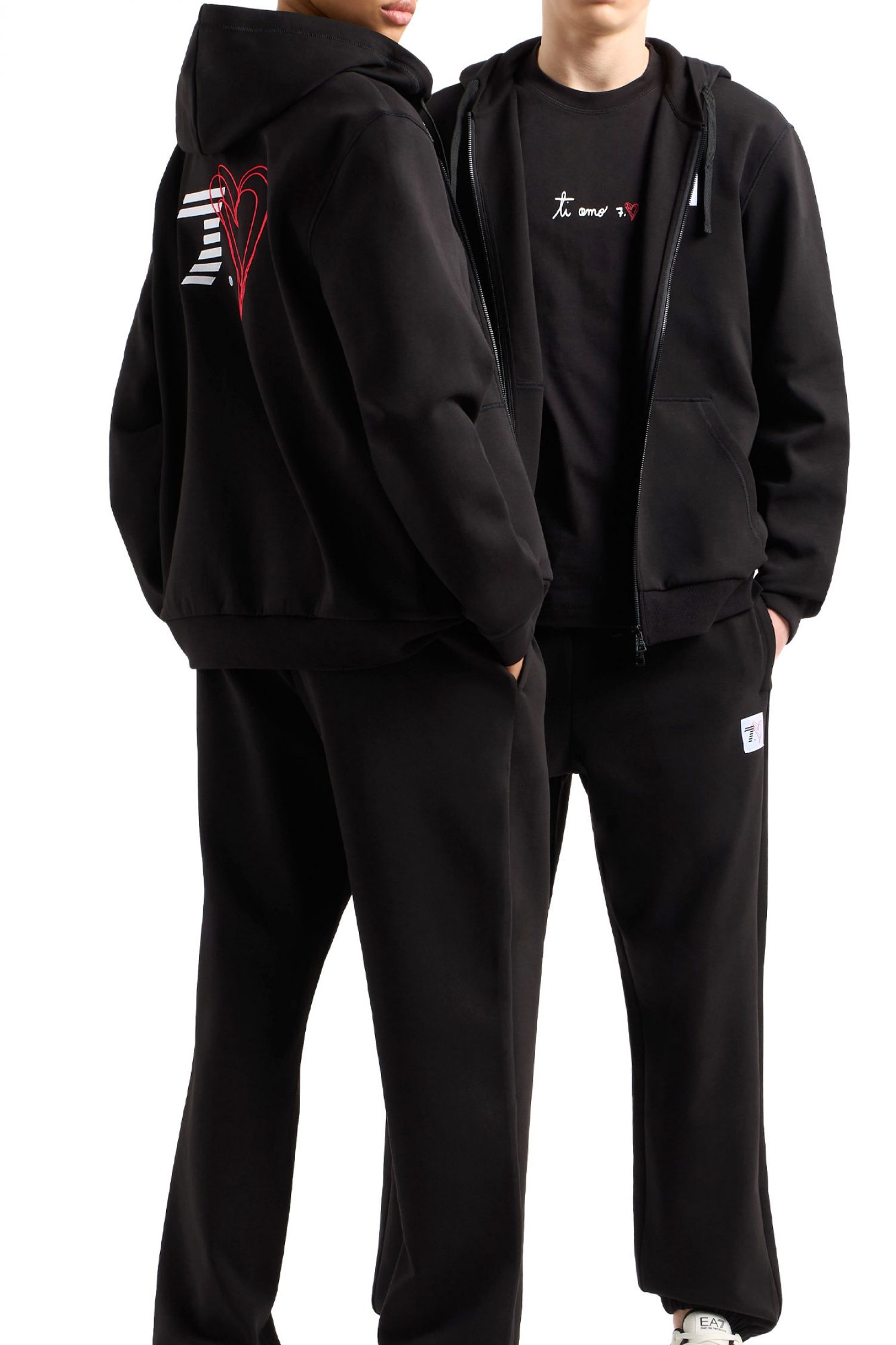 ARMANI 7 ΦΟΥΤΕΡ ZIPHOOD LOGO HEART ΜΑΥΡΟ