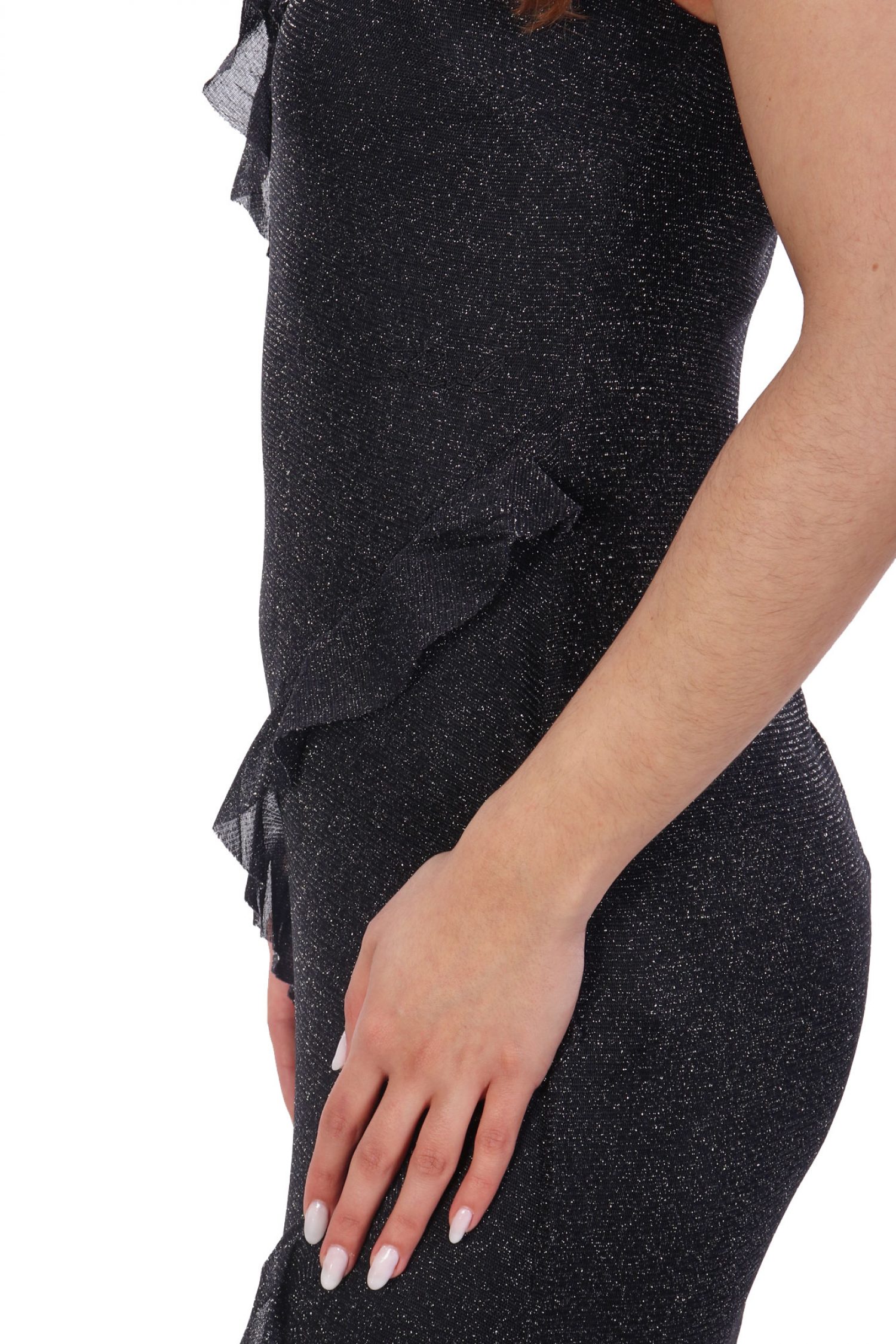 KARL LAGERFELD ΦΟΡΕΜΑ MAXI JERSEY LUREX ΜΑΥΡΟ