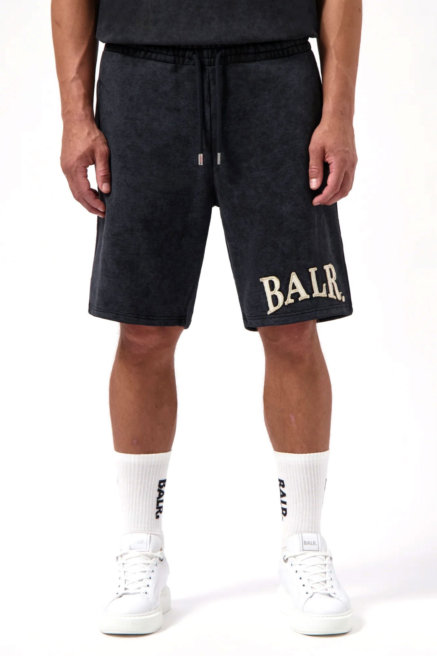 BALR. ΒΕΡΜΟΥΔΑ ΞΕΒΑΜΑΤΑ URBAN WASHED SWEAT SHORTS LOGO ΜΑΥΡΟ