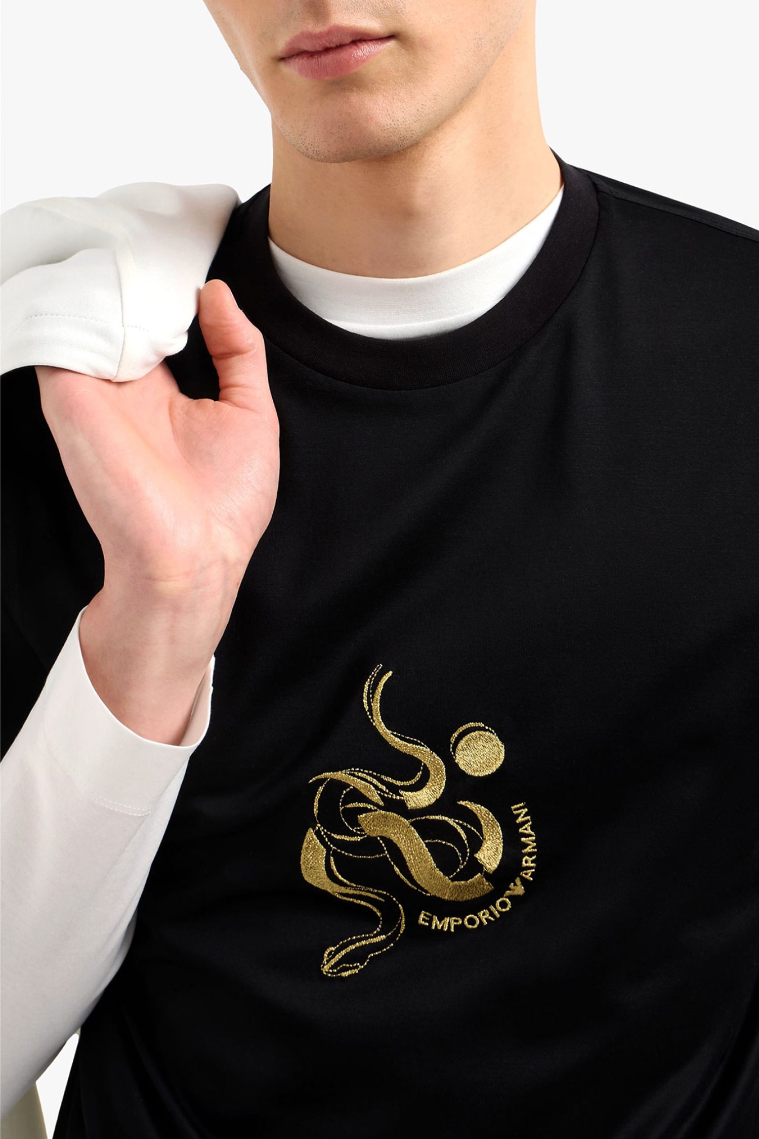 EMPORIO ARMANI T-SHIRT GOLD LOGO ΜΑΥΡΟ φωτογραφία