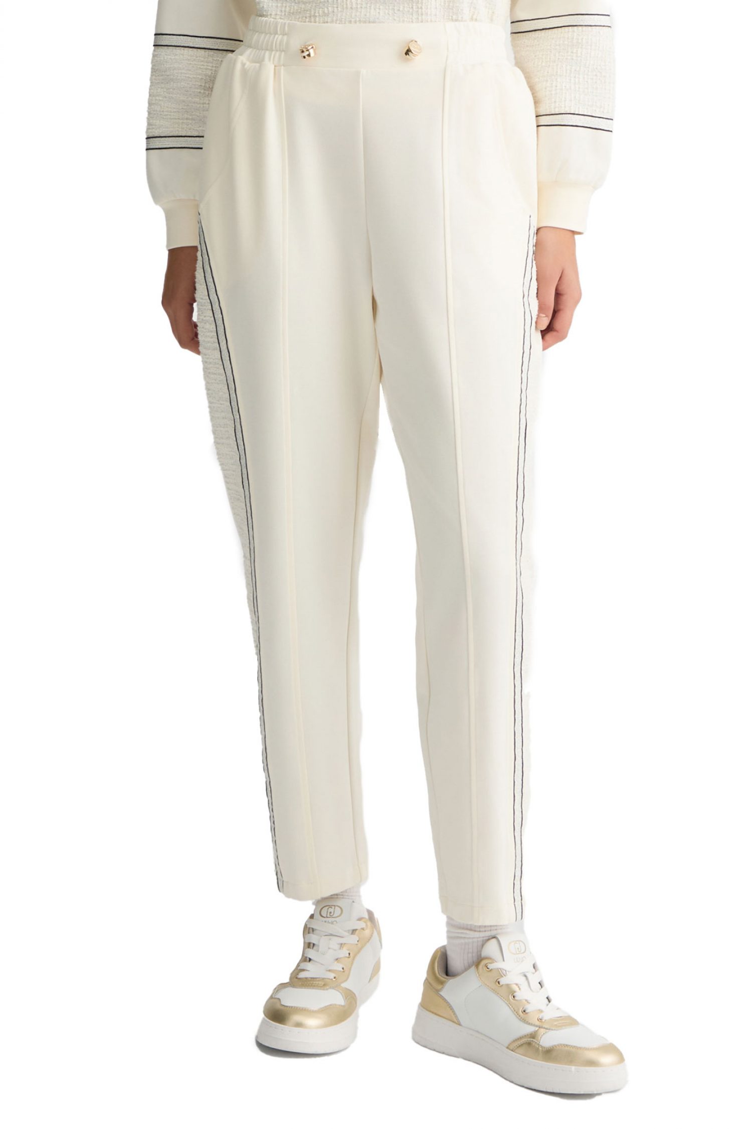 LIU JO ΠΑΝΤΕΛΟΝΙ JERSEY ΡΙΓΑ ΠΛΑΙ ΕΚΡΟΥ