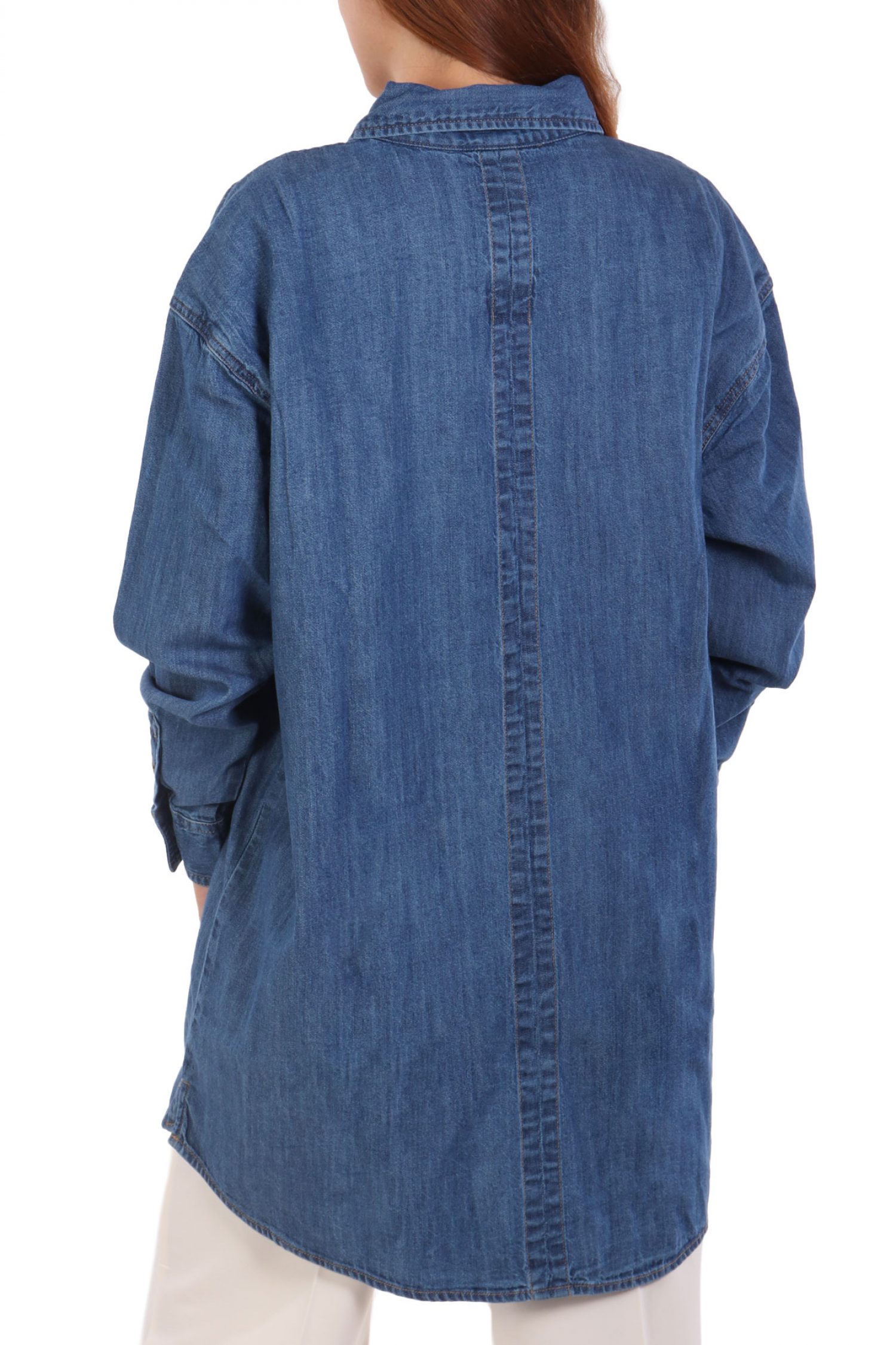 GUESS JEANS ΠΟΥΚΑΜΙΣΟ JEANS OVERSIZE ΜΠΛΕ φωτογραφία