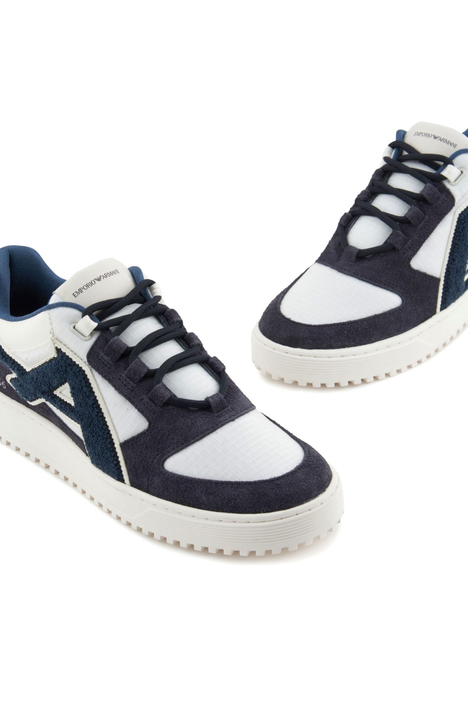 EMPORIO ARMANI ΠΑΠΟΥΤΣΙΑ SNEAKERS LOGO ΛΕΥΚΟ-ΜΠΛΕ φωτογραφία