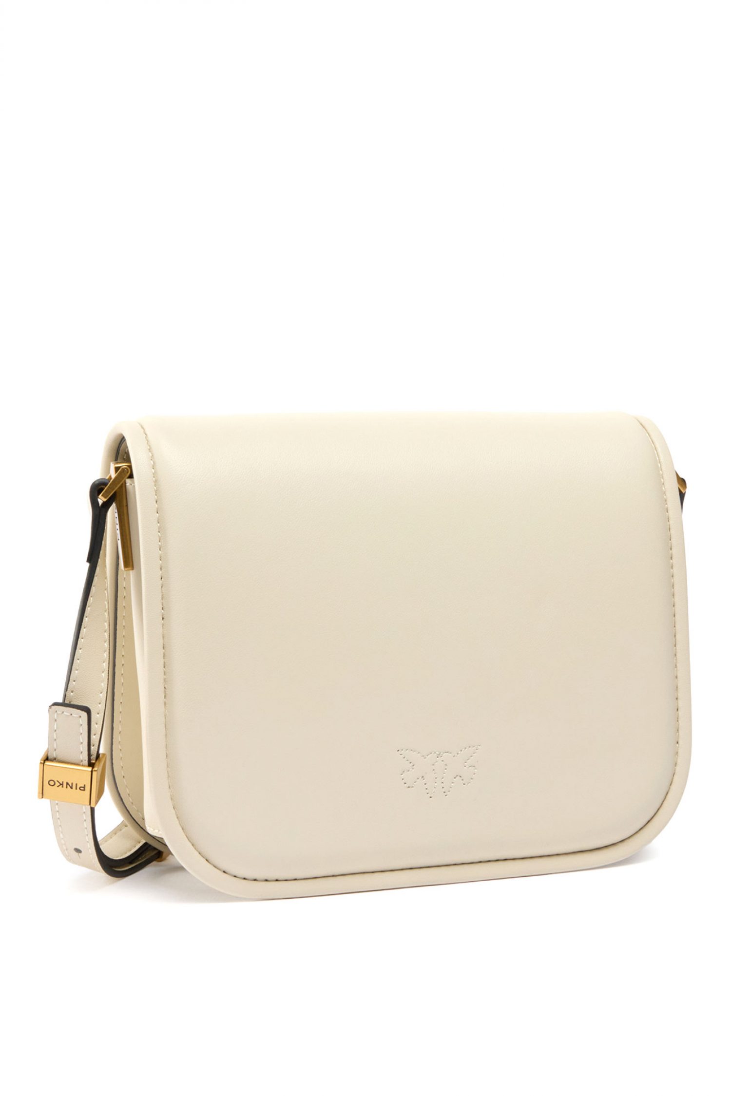 PINKO ΓΥΝΑΙΚΕΙΑ ΤΣΑΝΤΑ LOVE BOX BAG FL MINI NAPPA + VITELLO SETA ΛΕΥΚΟ-ANTIQUE GOLD