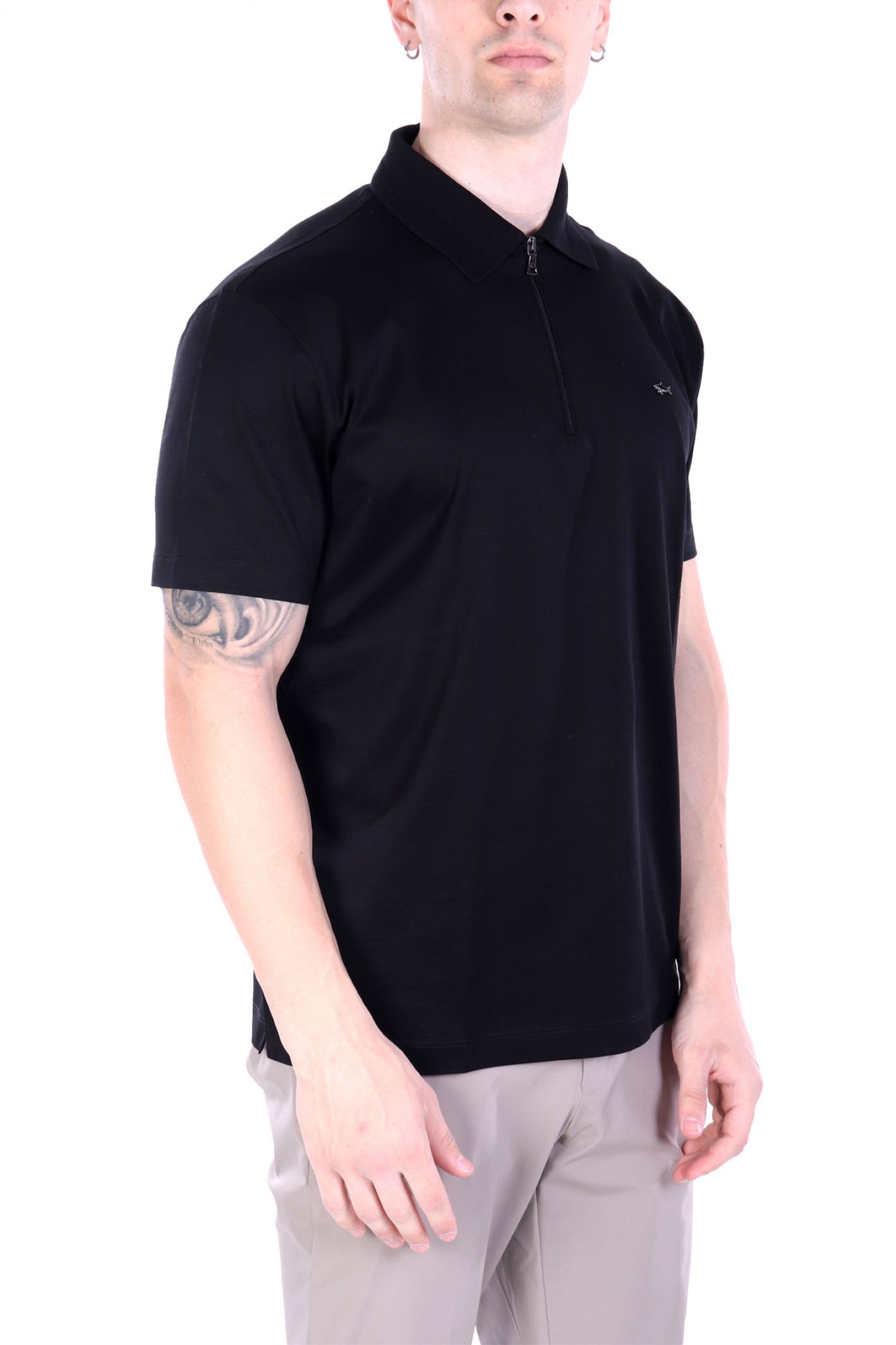 PAUL&SHARK POLO HALFZIP LOGO METALLIC PIN LOGO ΜΑΥΡΟ