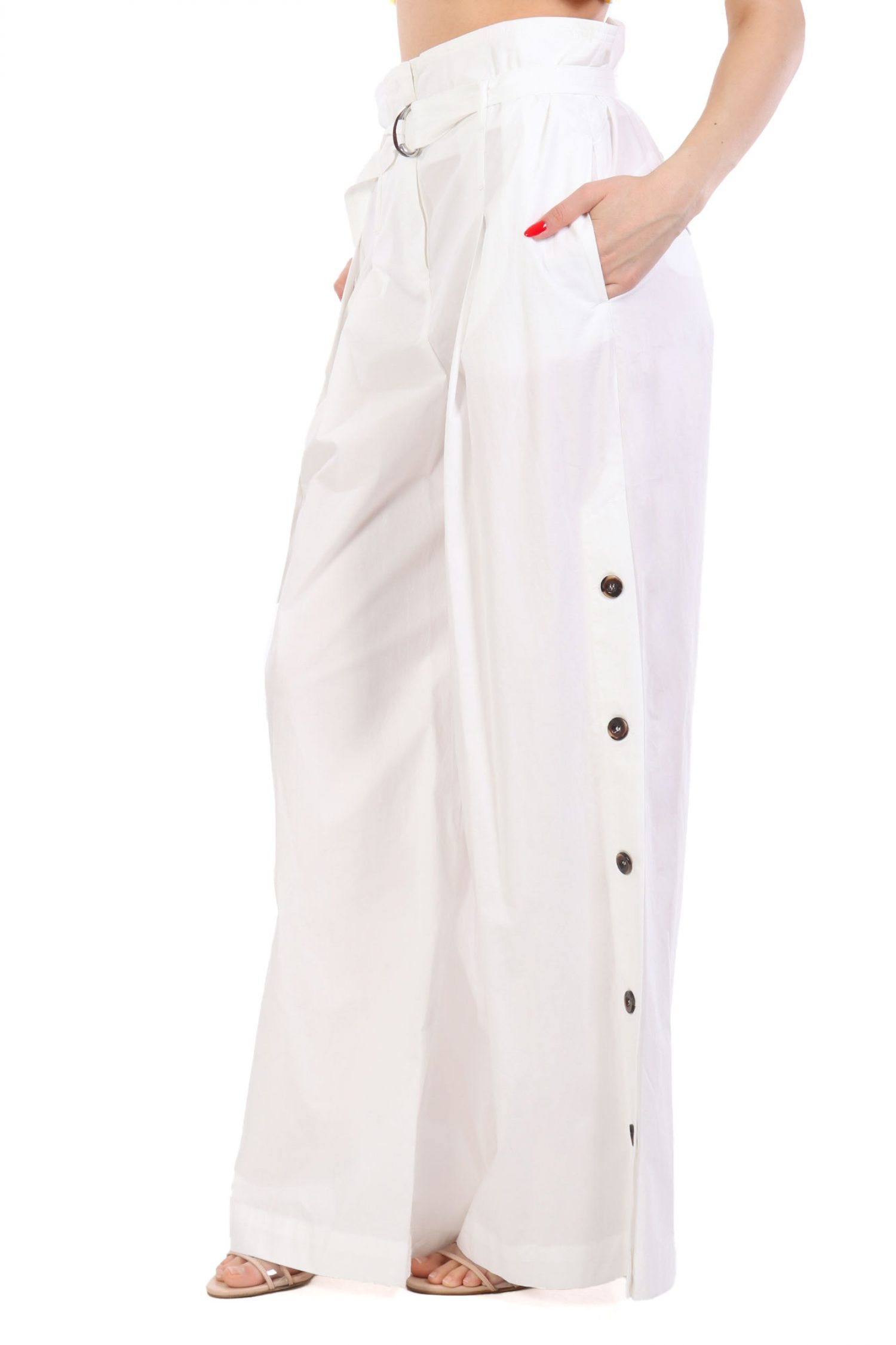 MARELLA SPORT ΠΑΝΤΕΛΟΝΑ SGOMBRO ΑΠΟΣΠΩΜΕΝΗ ΖΩΝΗ ΚΟΥΜΠΙΑ ΣΤΟ ΠΛΑΙ ΛΕΥΚΟ