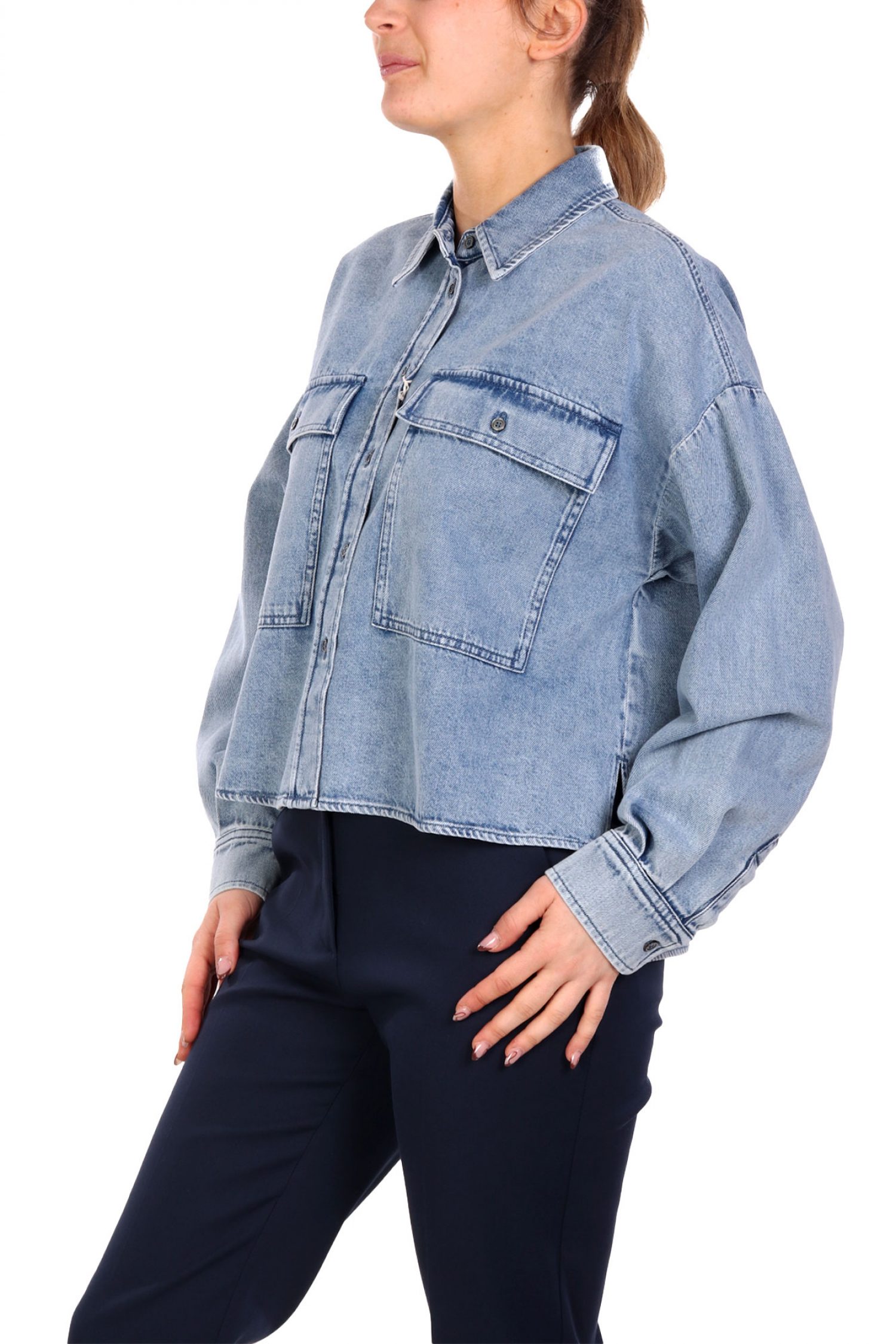 MAX MARA WEEKEND ΠΟΥΚΑΜΙΣΟ CROP JEANS ZEMIRA ΜΠΛΕ φωτογραφία