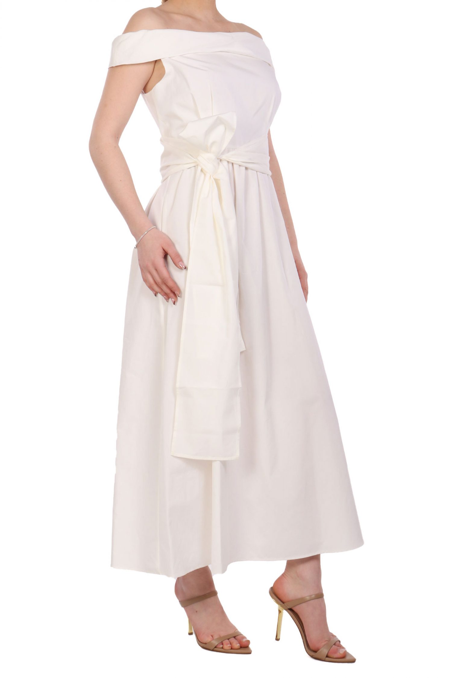 MAX MARA WEEKEND ΦΟΡΕΜΑ MIDI PROSIT ΕΞΩ ΩΜΟΙ ΑΠΟΣΠΩΜΕΝΗ ΖΩΝΗ ΛΕΥΚΟ