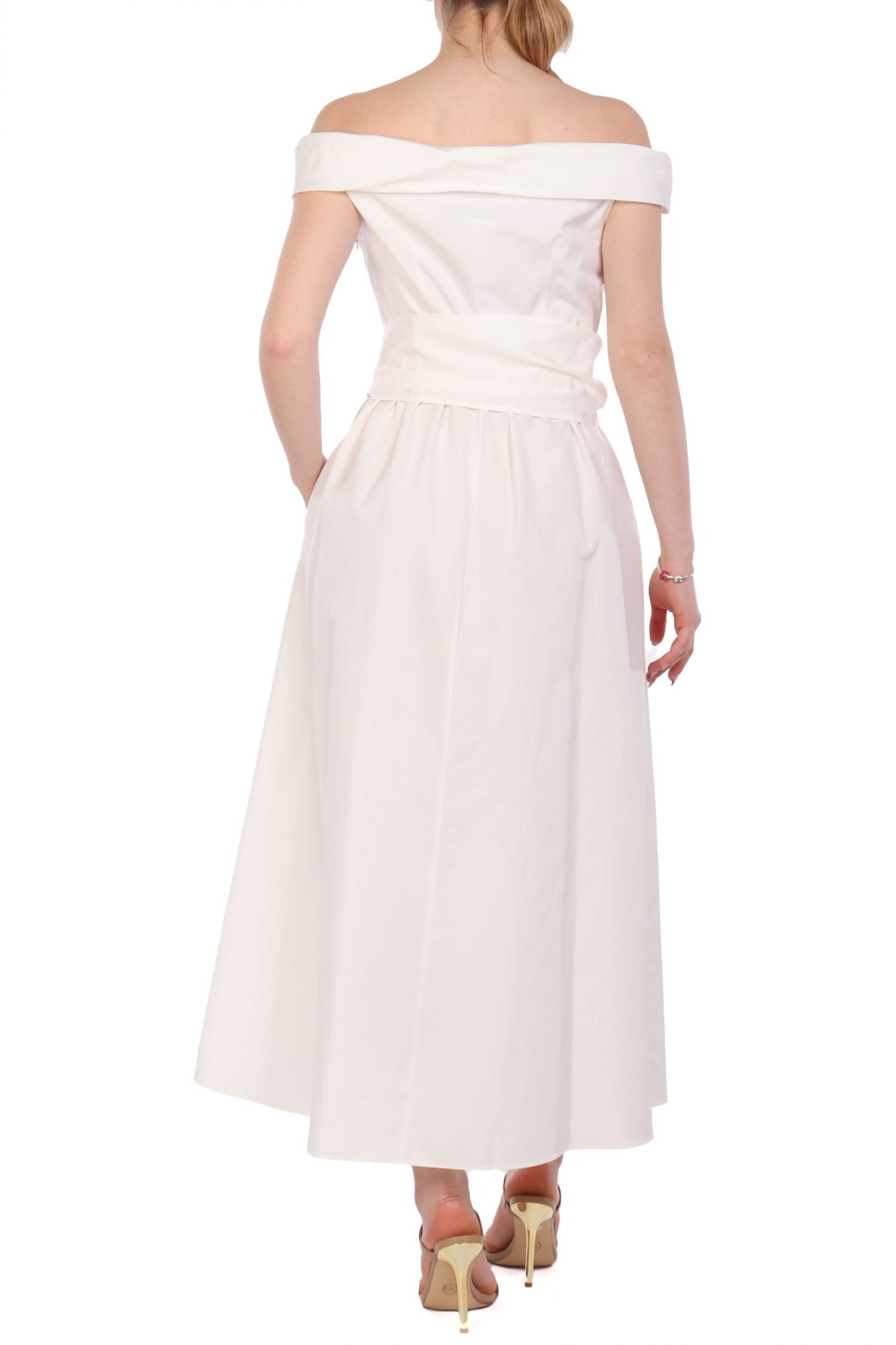 MAX MARA WEEKEND ΦΟΡΕΜΑ MIDI PROSIT ΕΞΩ ΩΜΟΙ ΑΠΟΣΠΩΜΕΝΗ ΖΩΝΗ ΛΕΥΚΟ