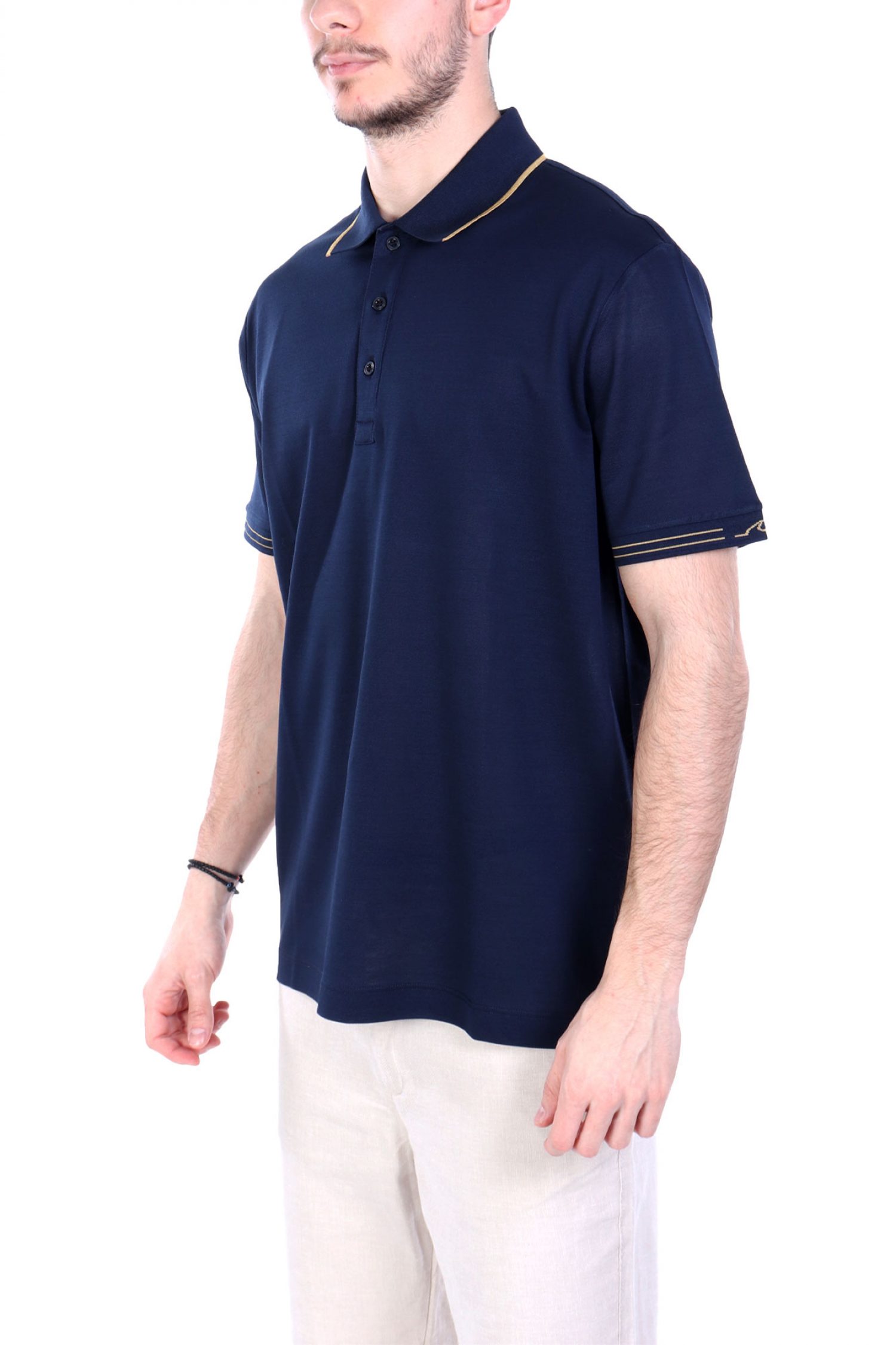 PAUL&SHARK POLO ΡΙΓΑ ΓΙΑΚΑΣ ΜΠΛΕ-ΧΡΥΣΟ