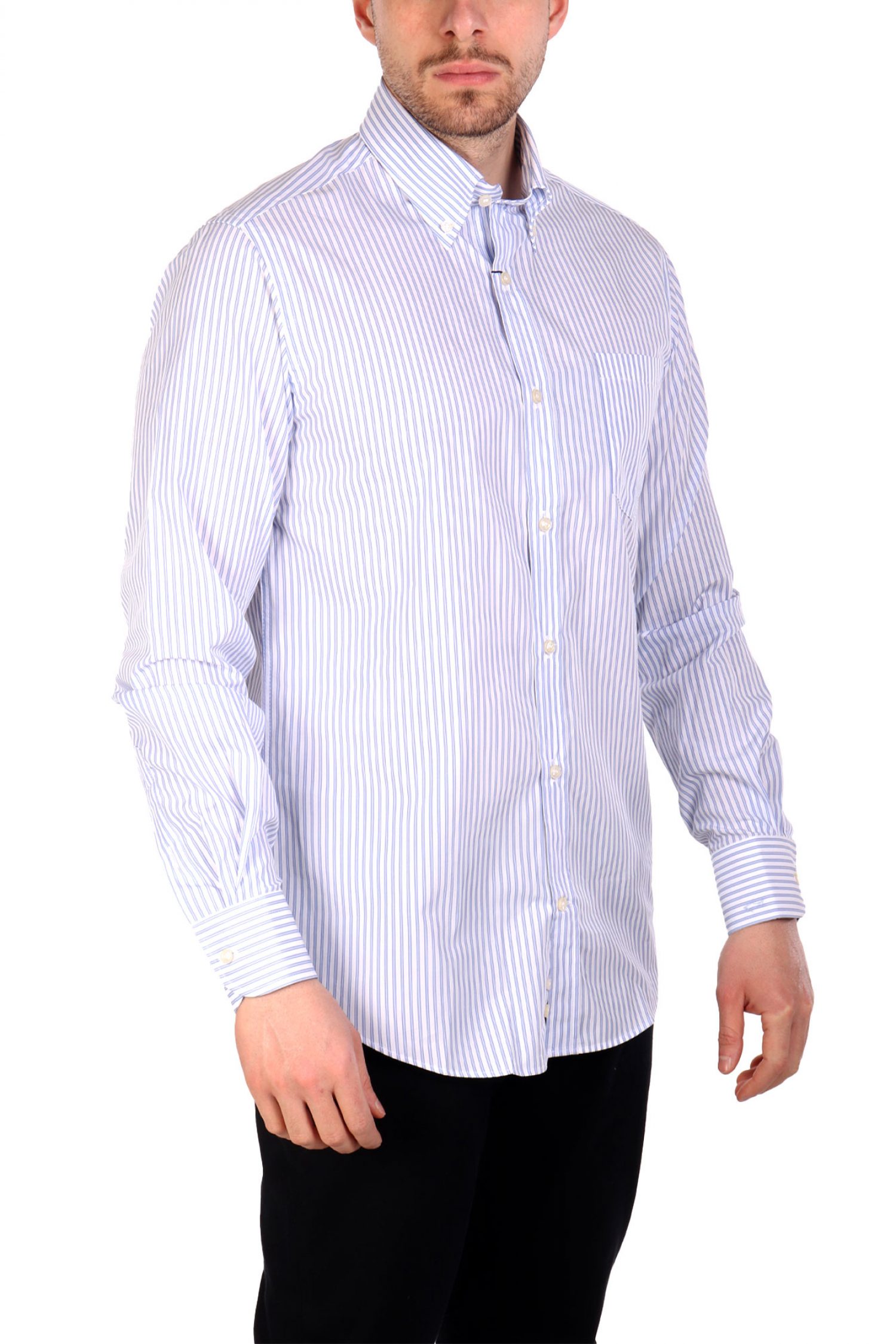 PAUL&SHARK ΠΟΥΚΑΜΙΣΟ BUTTON DOWN ΡΙΓΕ ΜΠΛΕ-ΛΕΥΚΟ