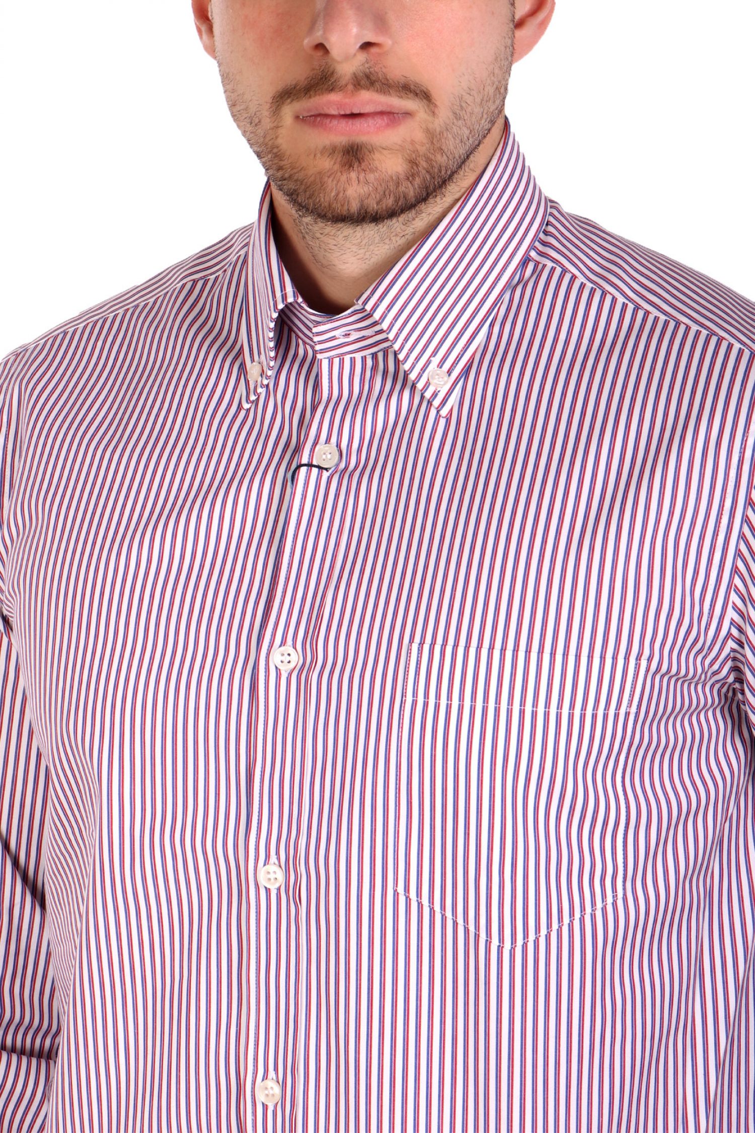 PAUL&SHARK ΠΟΥΚΑΜΙΣΟ BUTTON DOWN ΡΙΓΕ SOFT TOUCH ΚΟΚΚΙΝΟ-ΜΠΛΕ-ΛΕΥΚΟ φωτογραφία