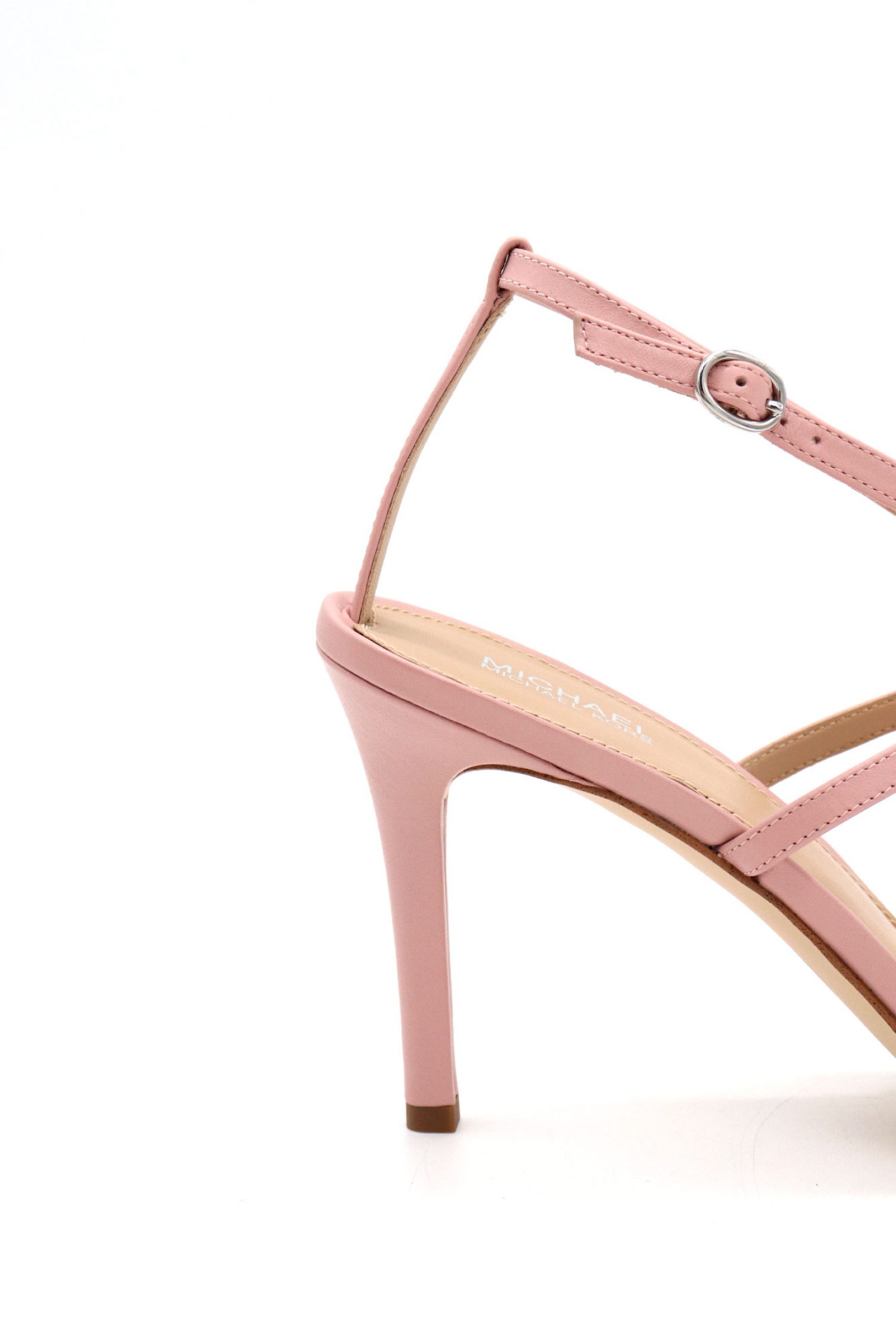 MICHAEL KORS ΠΑΠΟΥΤΣΙΑ ΠΕΔΙΛΑ LENA HEELED SANDAL METAΛΛΙΚΟ LOGO ΡΟΖ