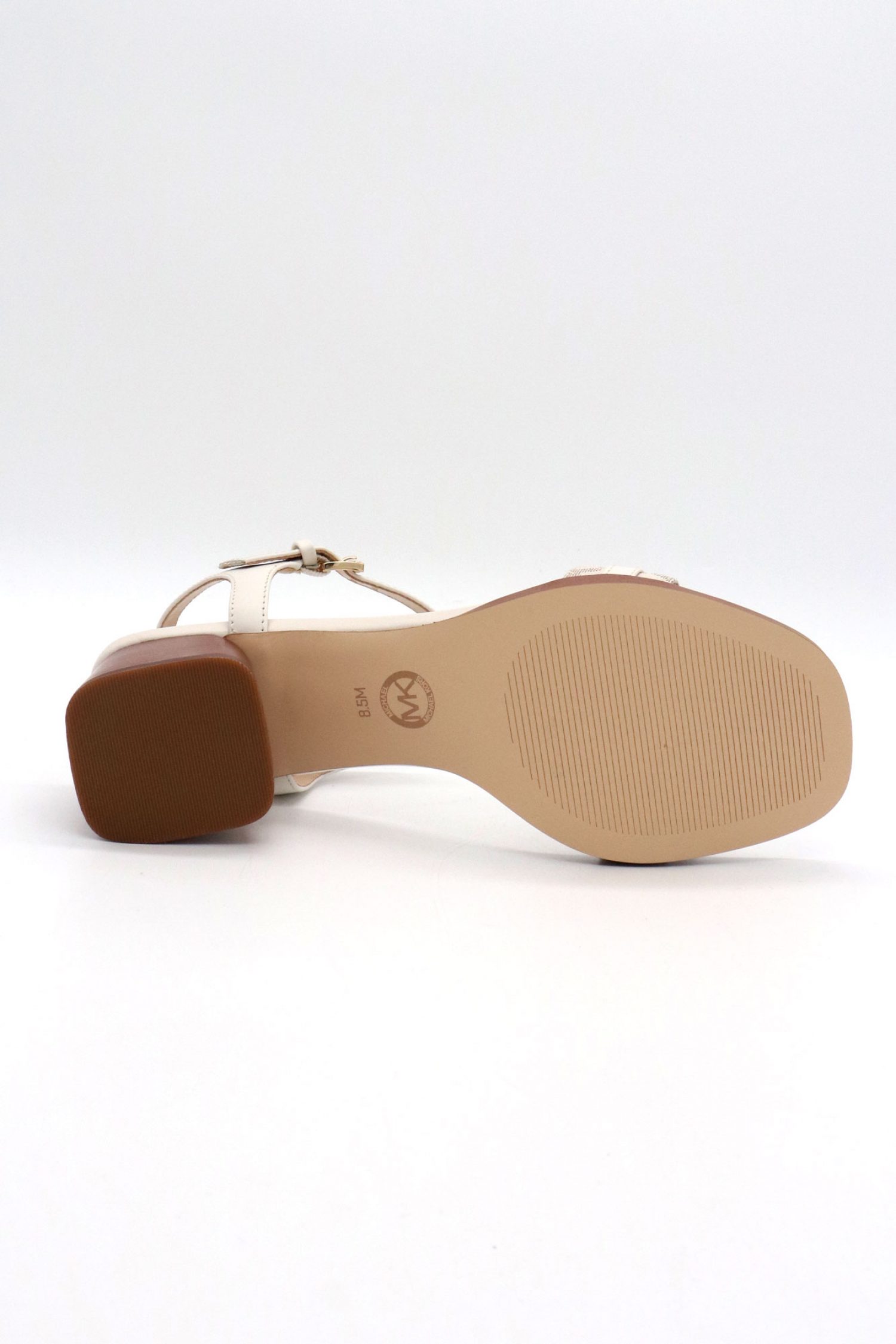 MICHAEL KORS ΠΑΠΟΥΤΣΙΑ ΠΕΔΙΛΑ MANDY MID SANDAL ΜΕΤΑΛΛΙΚΟ LOGO KΡΕΜ