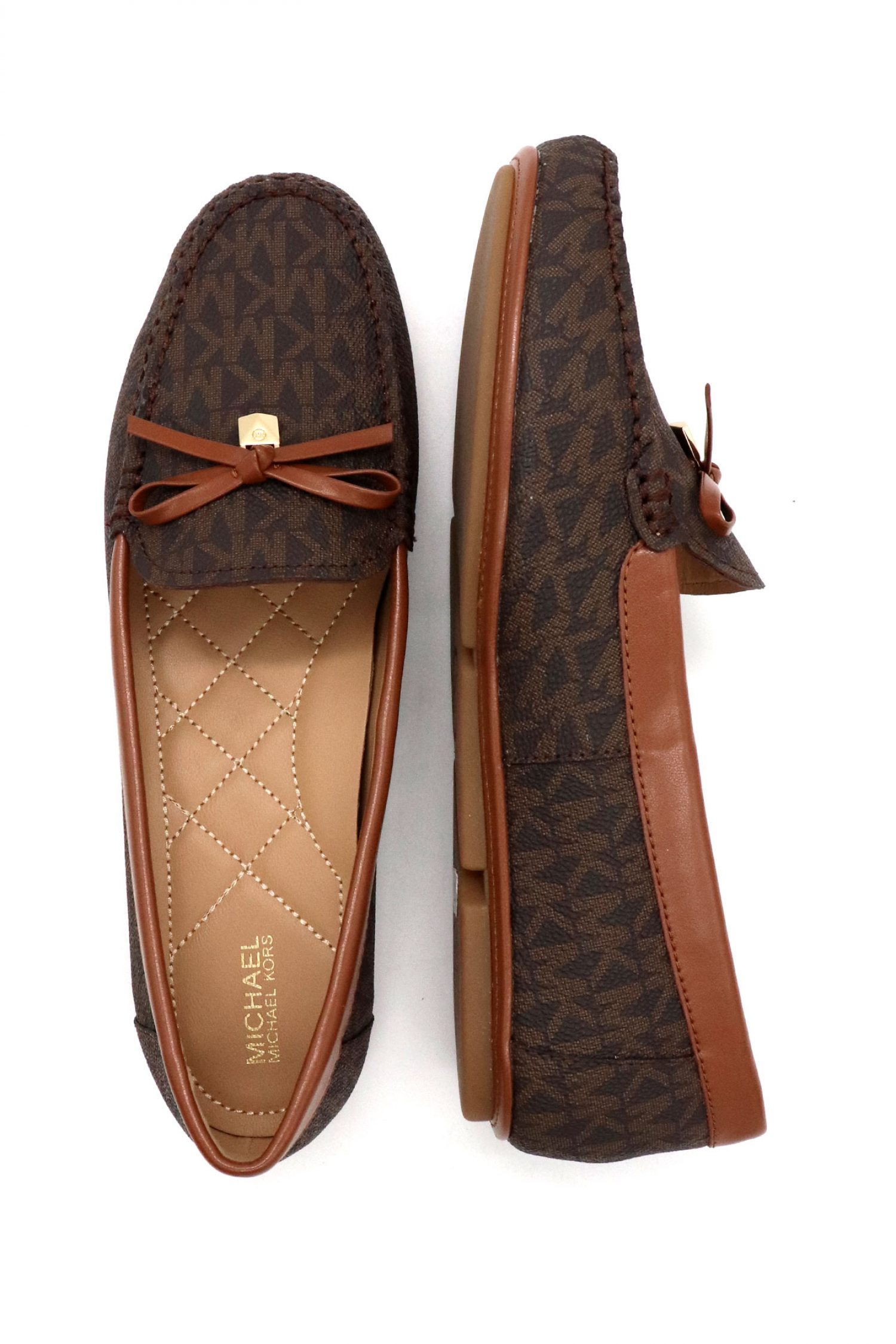 MICHAEL KORS ΠΑΠΟΥΤΣΙΑ ΜΟΚΑΣΙΝΙΑ JULIETTE MOC ALL OVER LOGO ΚΑΦΕ/ΤΑΜΠΑ