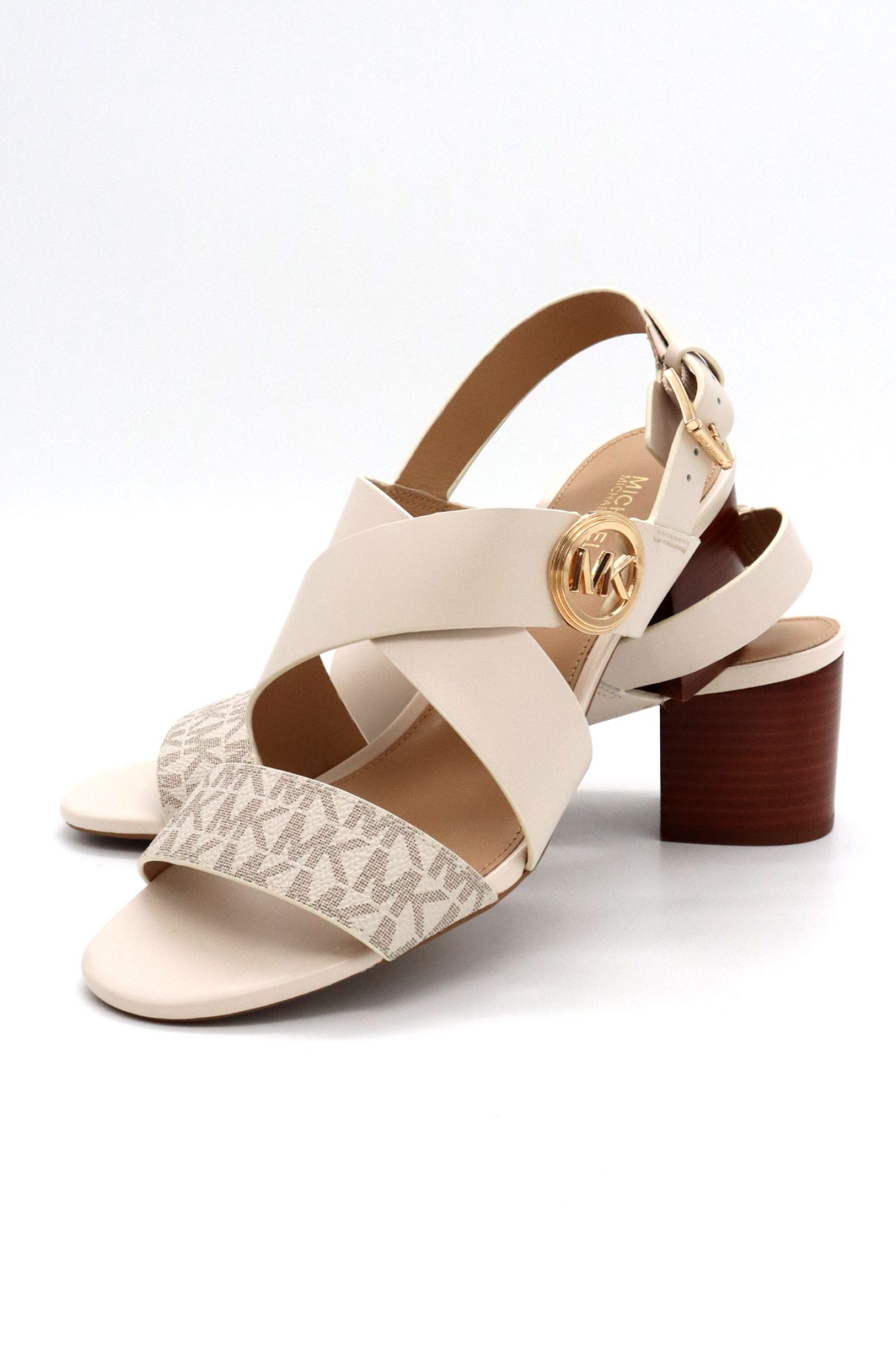 MICHAEL KORS ΠΑΠΟΥΤΣΙΑ ΠΕΔΙΛΑ VERA FLEX MID ΜΕΤΑΛΛΙΚΟ LOGO ΚΡΕΜ φωτογραφία