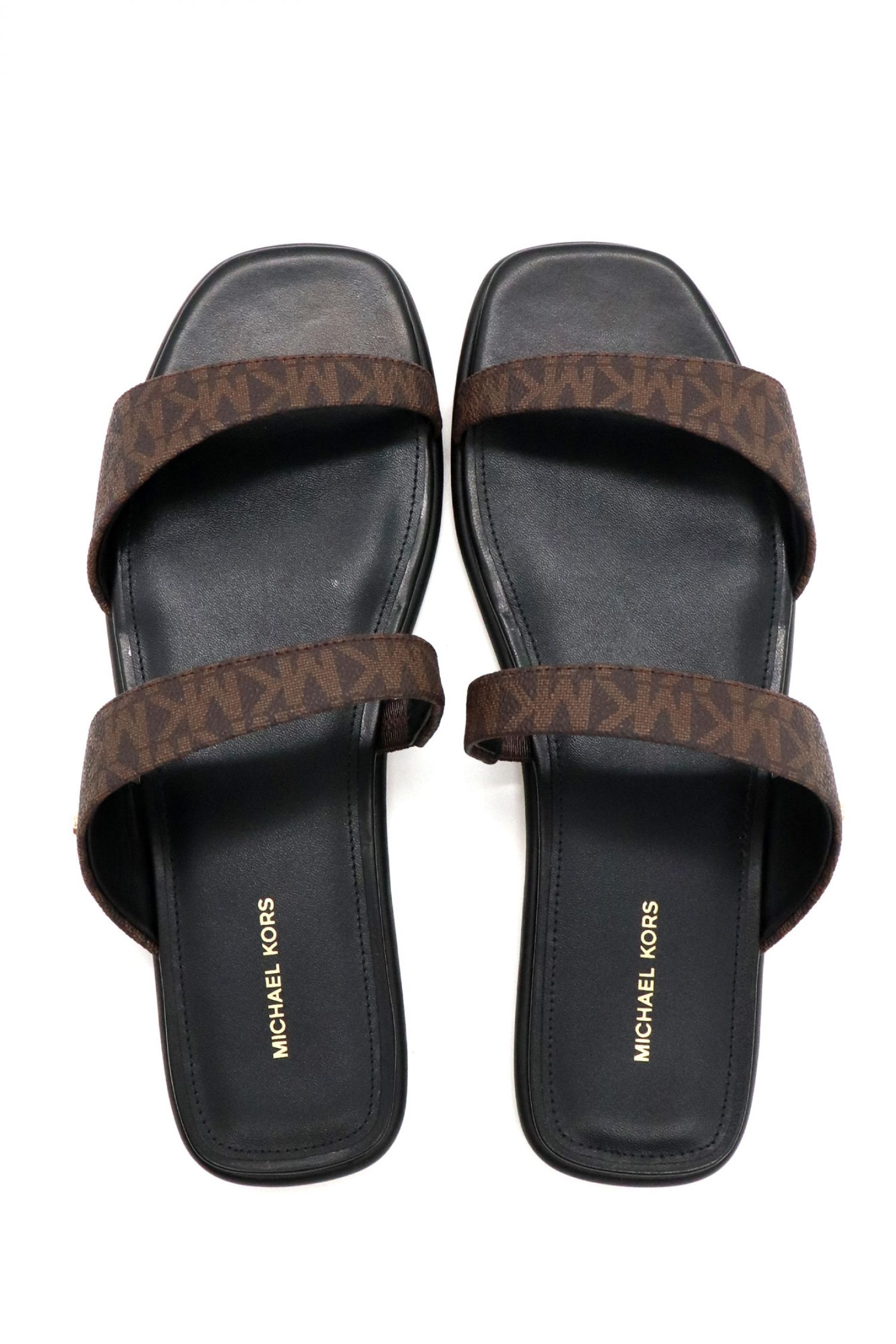 MICHAEL KORS ΠΑΠΟΥΤΣΙΑ ΠΑΝΤΟΦΛΕΣ JAIDA FLAT SANDAL ALL OVER LOGO KΑΦΕ/ΜΑΥΡΟ φωτογραφία
