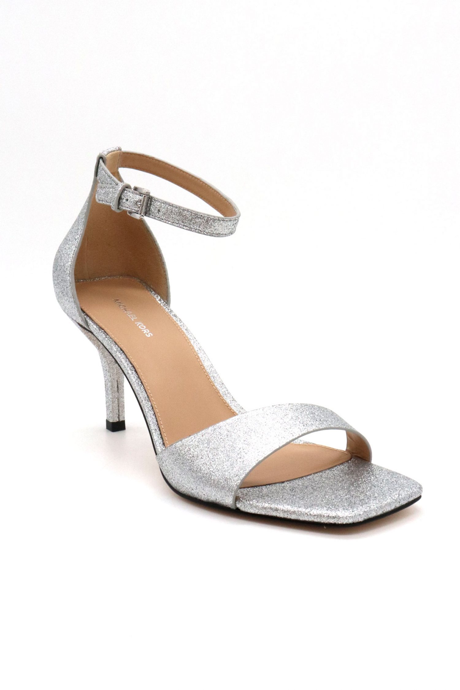 MICHAEL KORS ΠΑΠΟΥΤΣΙΑ ΠΕΔΙΛΑ JAIDA HEELED SANDAL GLITTER LOGO ΑΣΗΜΙ