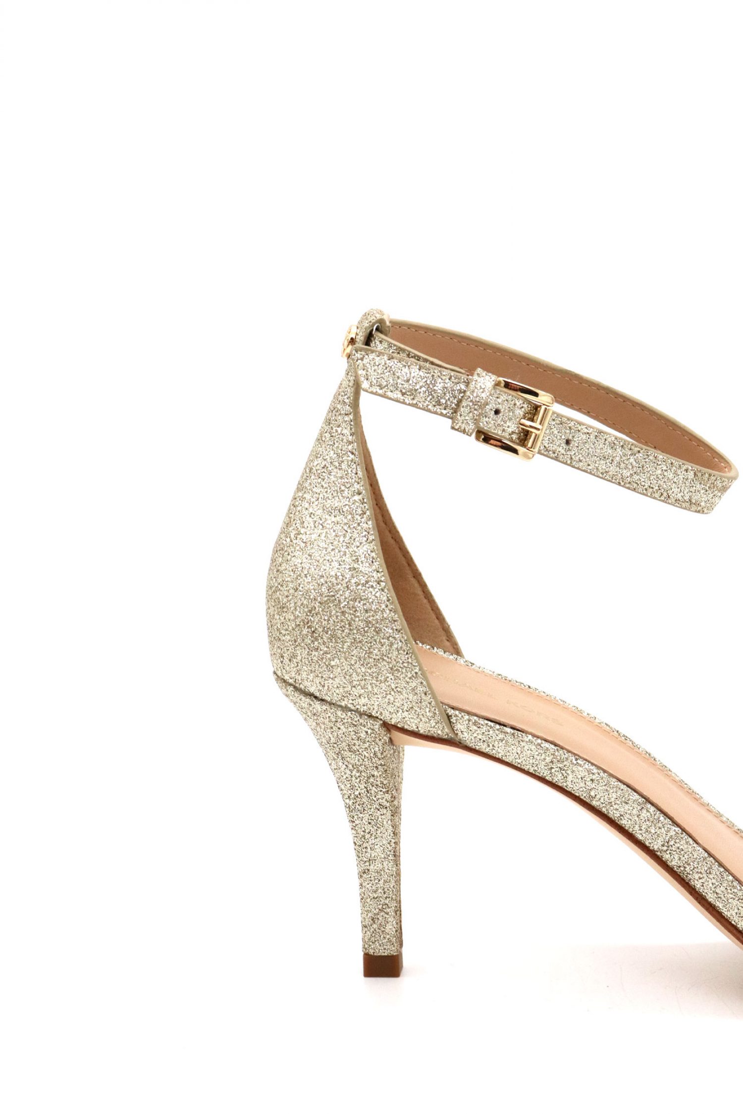 MICHAEL KORS ΠΑΠΟΥΤΣΙΑ ΠΕΔΙΛΑ JAIDA HEELED SANDAL GLITTER LOGO ΧΡΥΣΟ