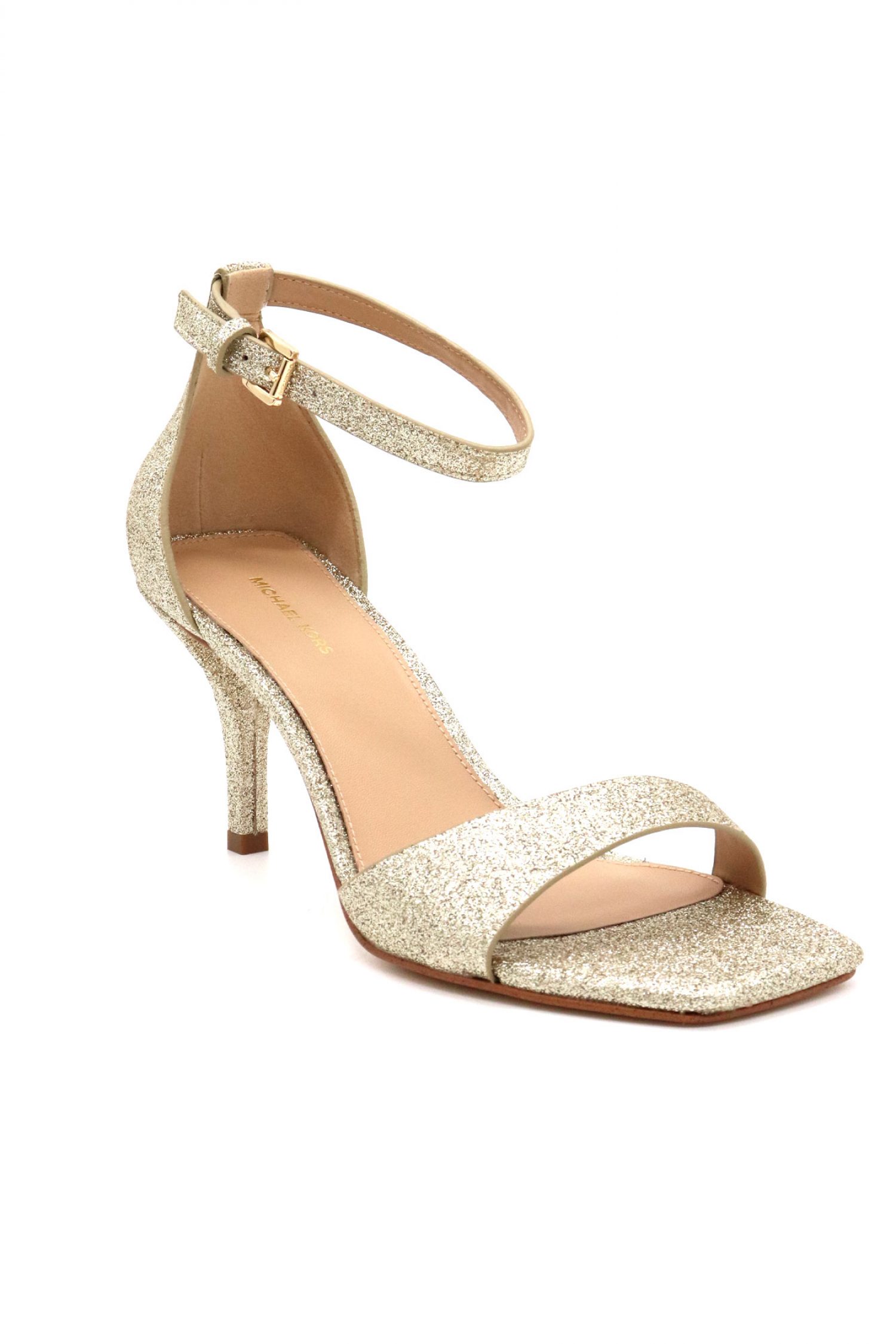 MICHAEL KORS ΠΑΠΟΥΤΣΙΑ ΠΕΔΙΛΑ JAIDA HEELED SANDAL GLITTER LOGO ΧΡΥΣΟ