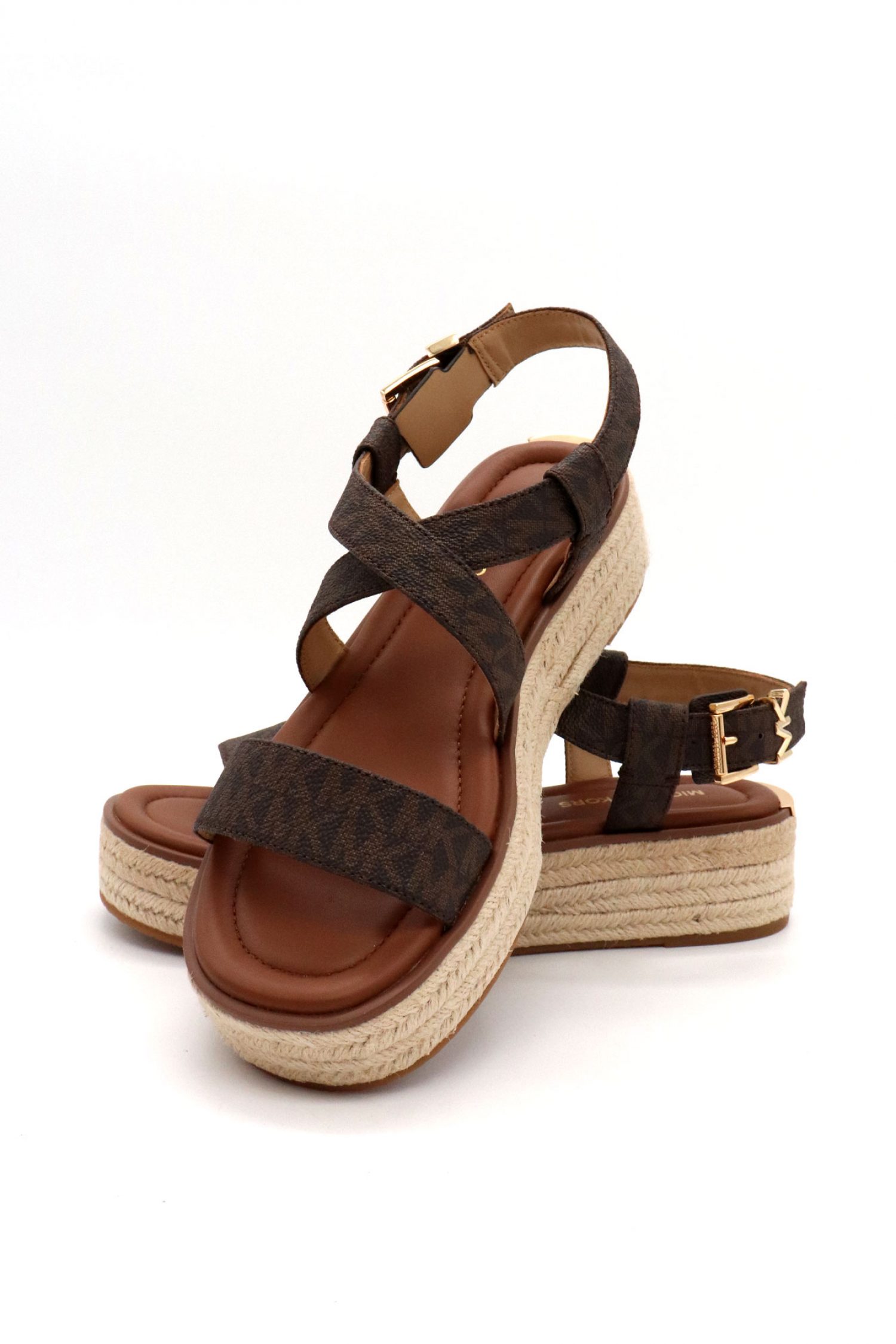 MICHAEL KORS ΠΑΠΟΥΤΣΙΑ ΠΕΔΙΛΑ LYNN ESPADRILLE SANDAL ALL OVER LOGO KAΦΕ/ΤΑΜΠΑ
