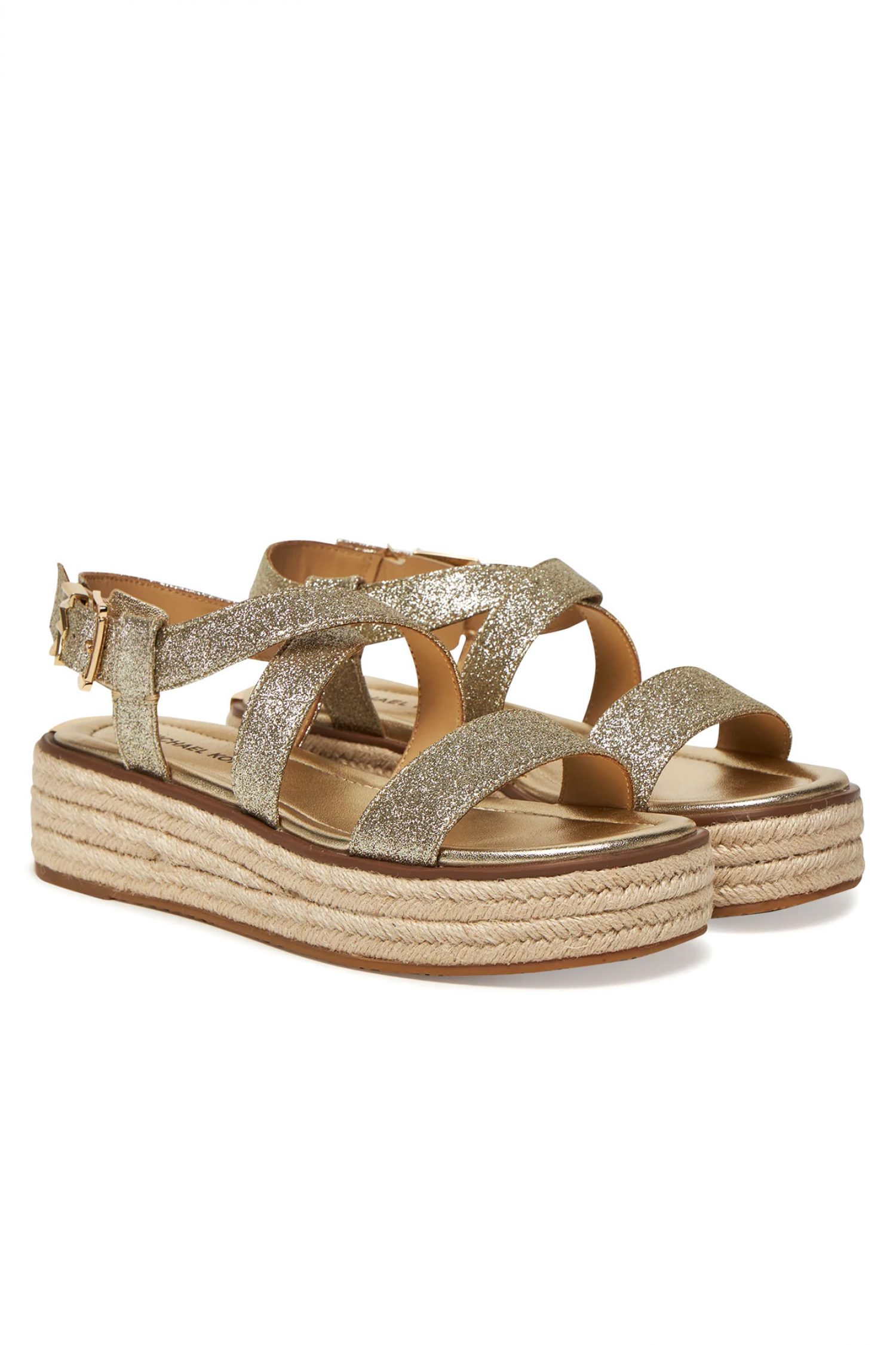 MICHAEL KORS ΠΑΠΟΥΤΣΙΑ ΠΕΔΙΛΑ LYNN ESPADRILLE SANDAL GLITTER LOGO ΧΡΥΣΟ