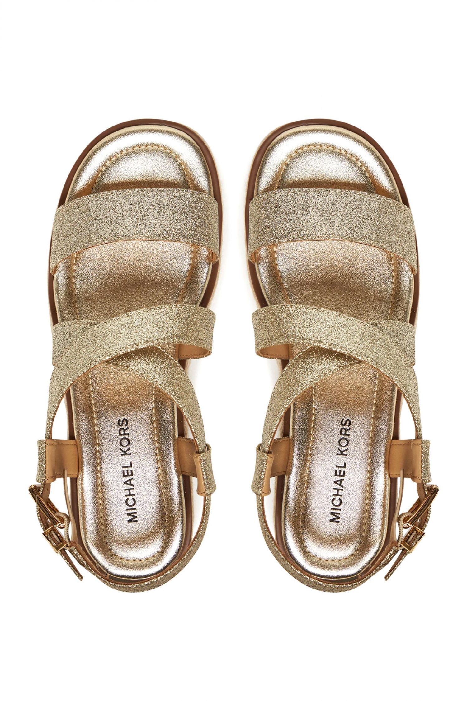 MICHAEL KORS ΠΑΠΟΥΤΣΙΑ ΠΕΔΙΛΑ LYNN ESPADRILLE SANDAL GLITTER LOGO ΧΡΥΣΟ φωτογραφία