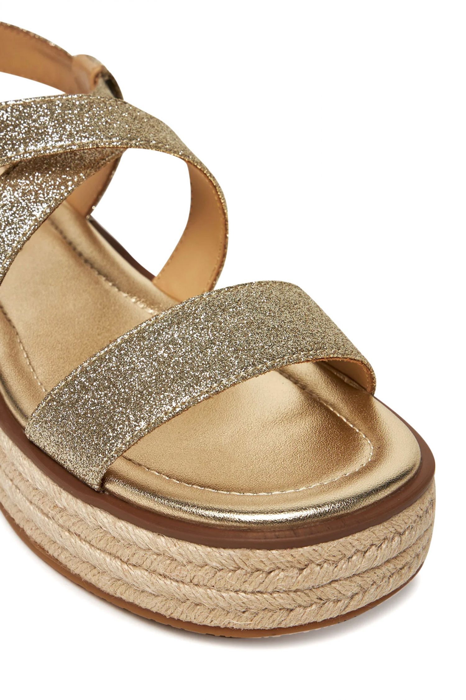 MICHAEL KORS ΠΑΠΟΥΤΣΙΑ ΠΕΔΙΛΑ LYNN ESPADRILLE SANDAL GLITTER LOGO ΧΡΥΣΟ