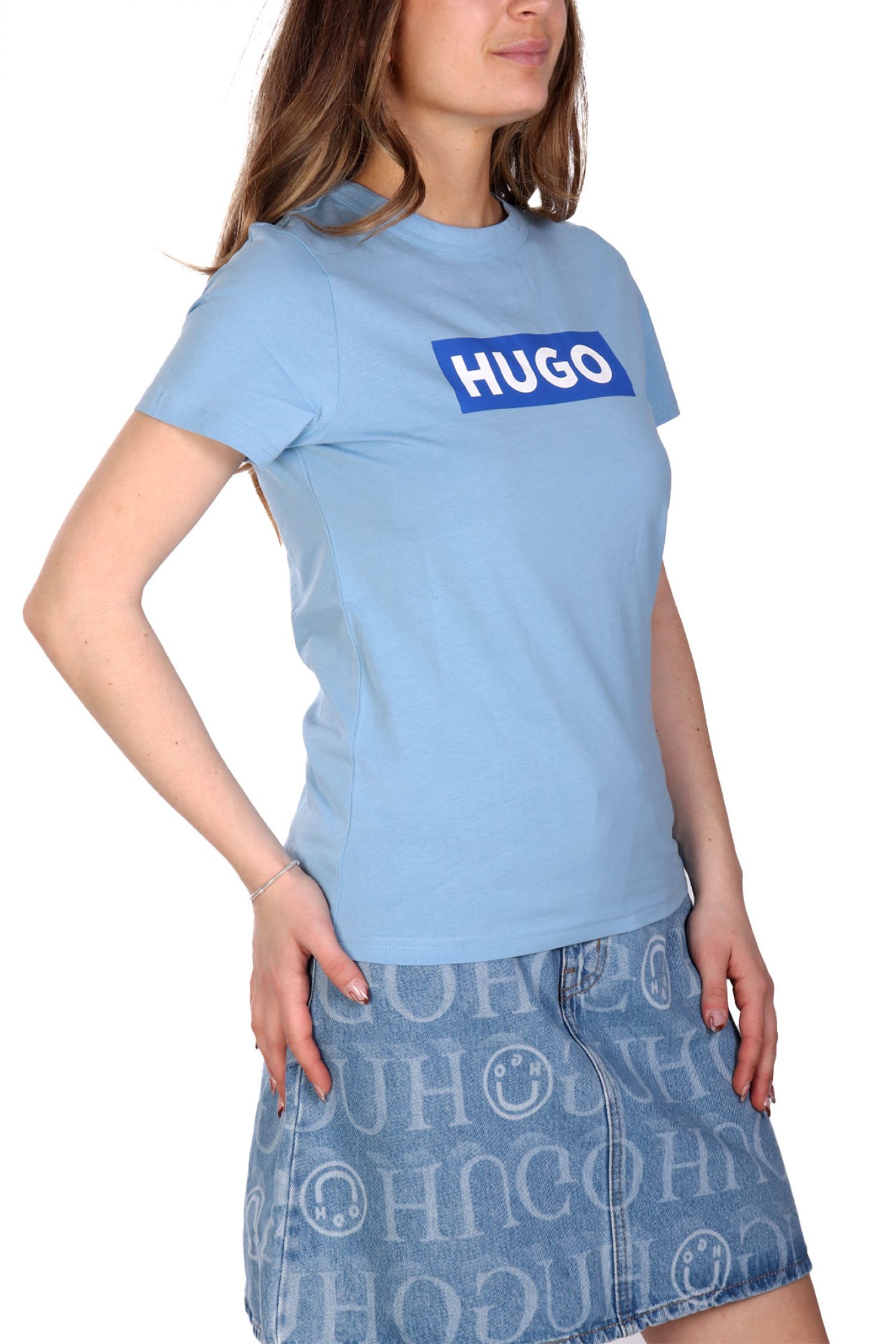 HUGO BLUE T-SHIRT CLASSIC TEE_B LOGO ΑΝΟΙΧΤΟ ΜΠΛΕ φωτογραφία