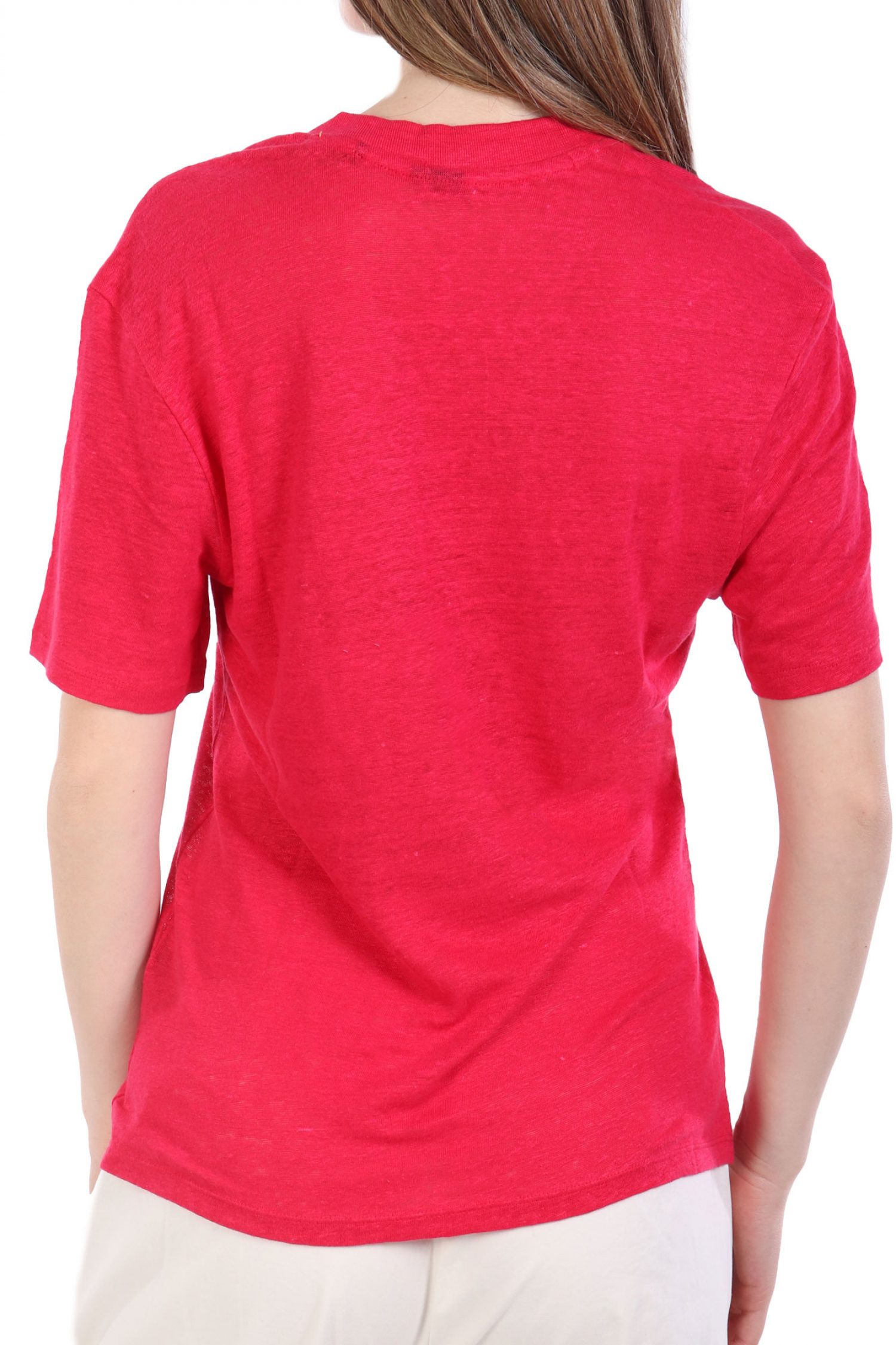 BOSS T-SHIRT C_ELA V-NECK LOGO ΣΚΟΥΡΟ ΡΟΖ φωτογραφία