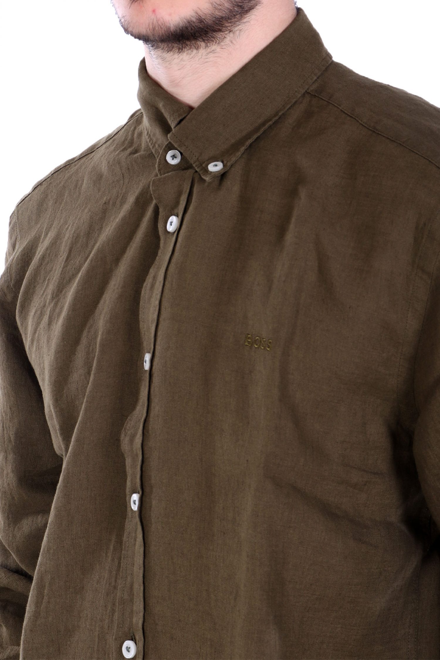 BOSS ΠΟΥΚΑΜΙΣΟ BUTTON DOWN ΛΙΝΟ SLIM FIT H-ROAN-BD-E-C1-243 ΛΑΔΙ