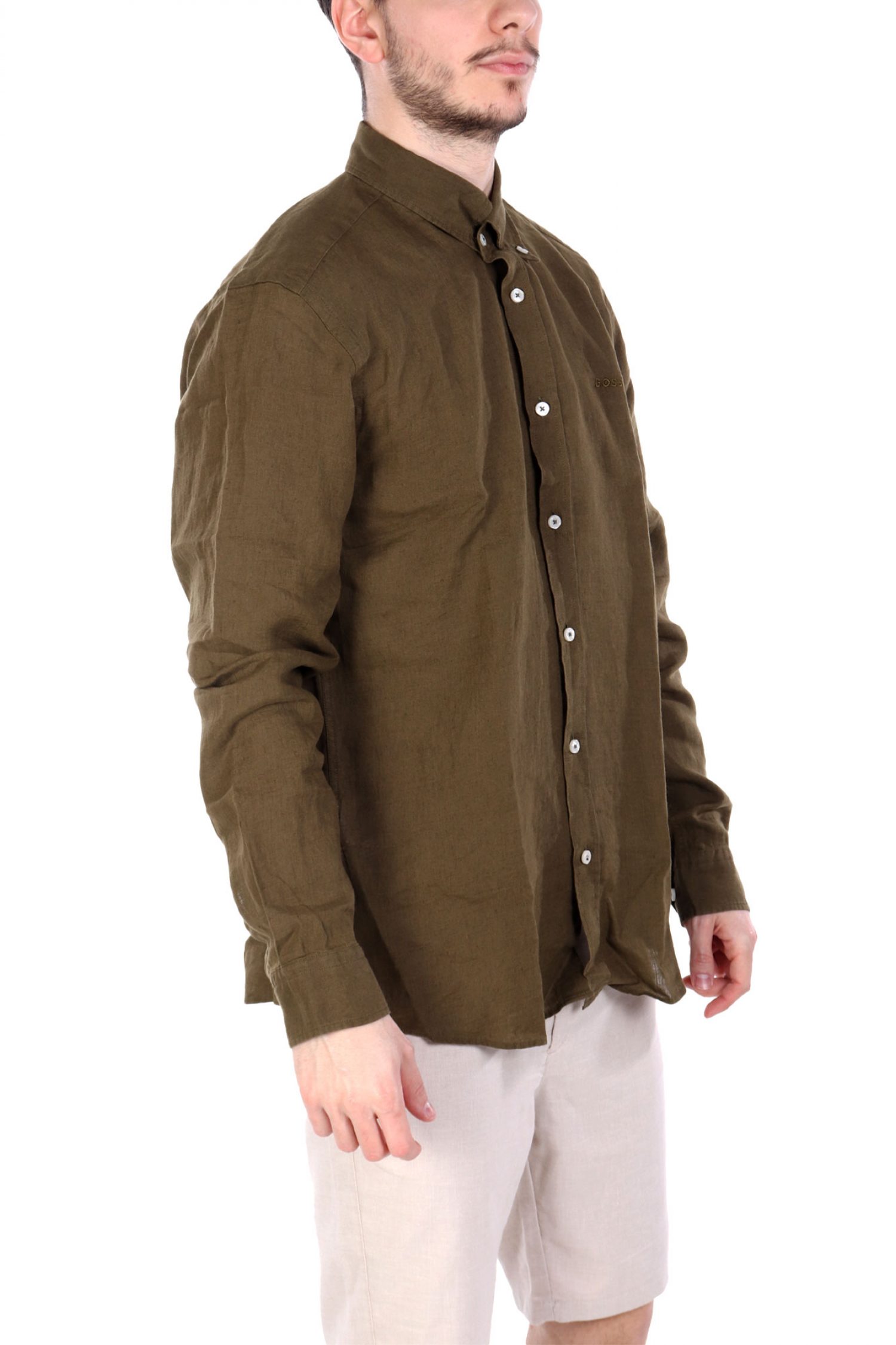 BOSS ΠΟΥΚΑΜΙΣΟ BUTTON DOWN ΛΙΝΟ SLIM FIT H-ROAN-BD-E-C1-243 ΛΑΔΙ